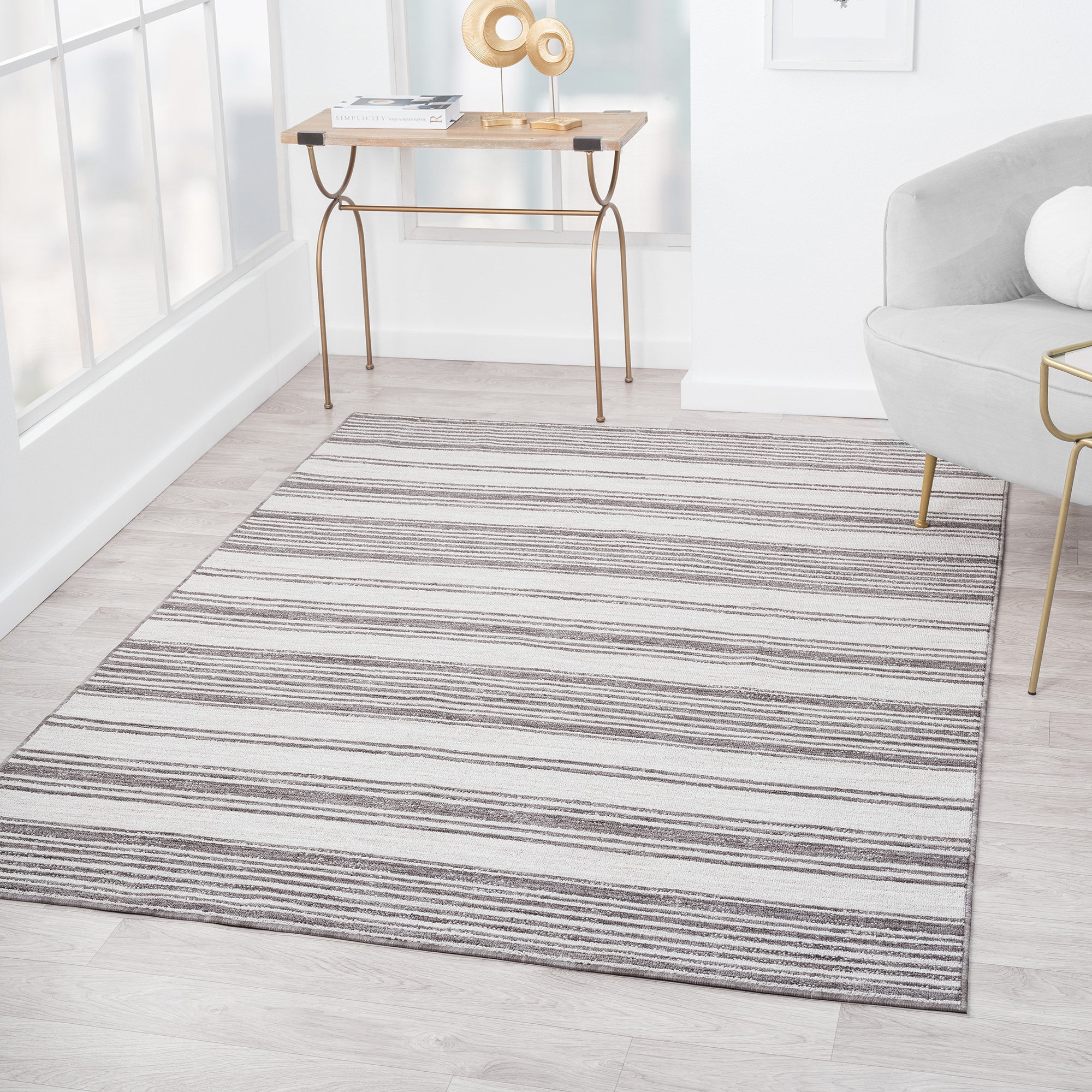 Winona 5' x 7' Ivory Wool and Synthetic Reversible Rug