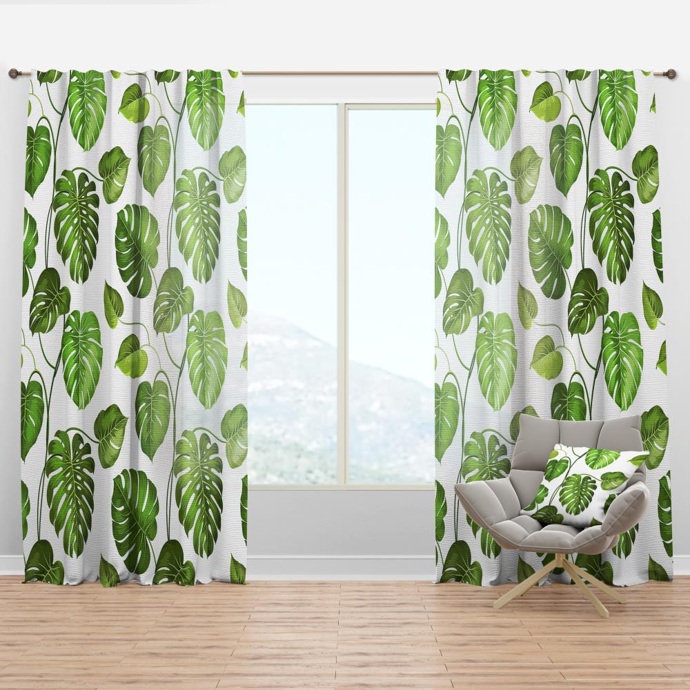 Designart CTN24504-52-63 63-Inches Green Abstract Room darkening Thermal lined Rod pocket Single curtain panel