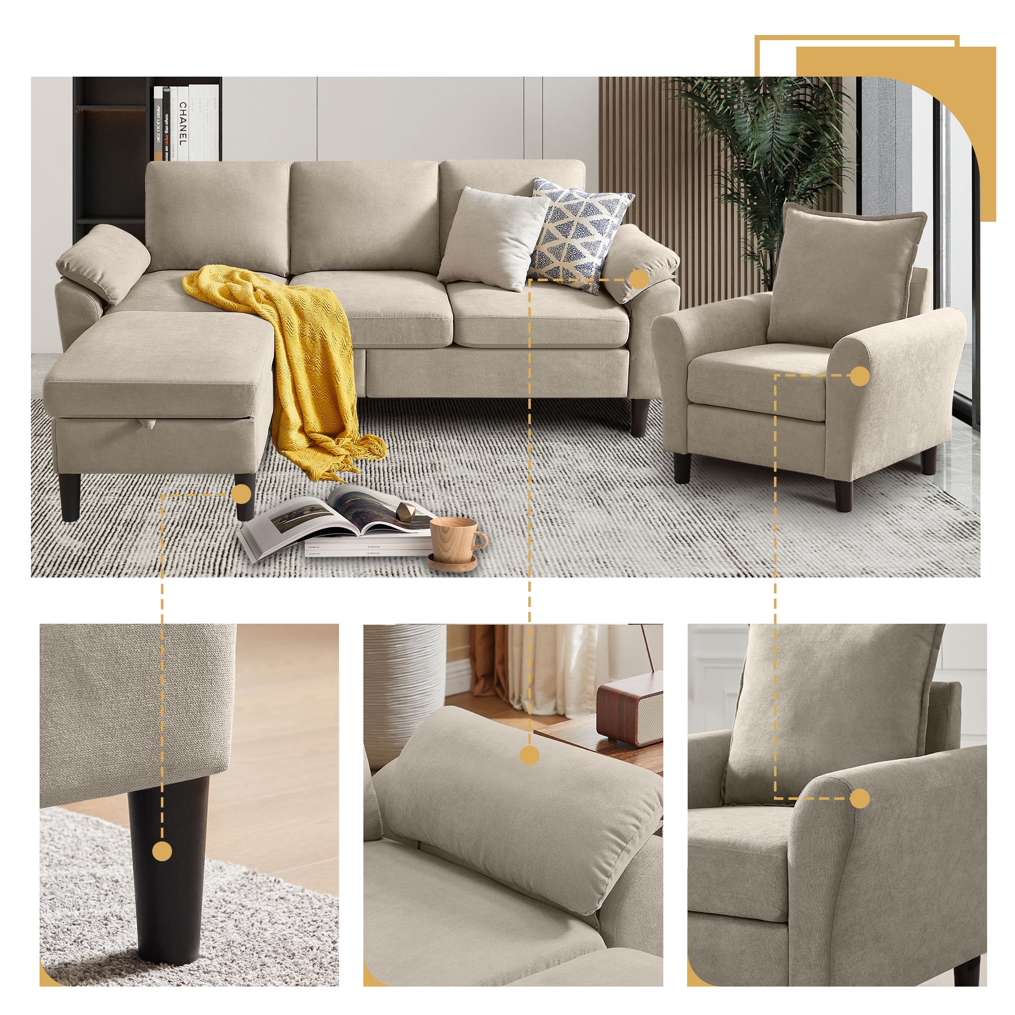 Jarenie YMX2602BE Living-Room-Sets - View #4