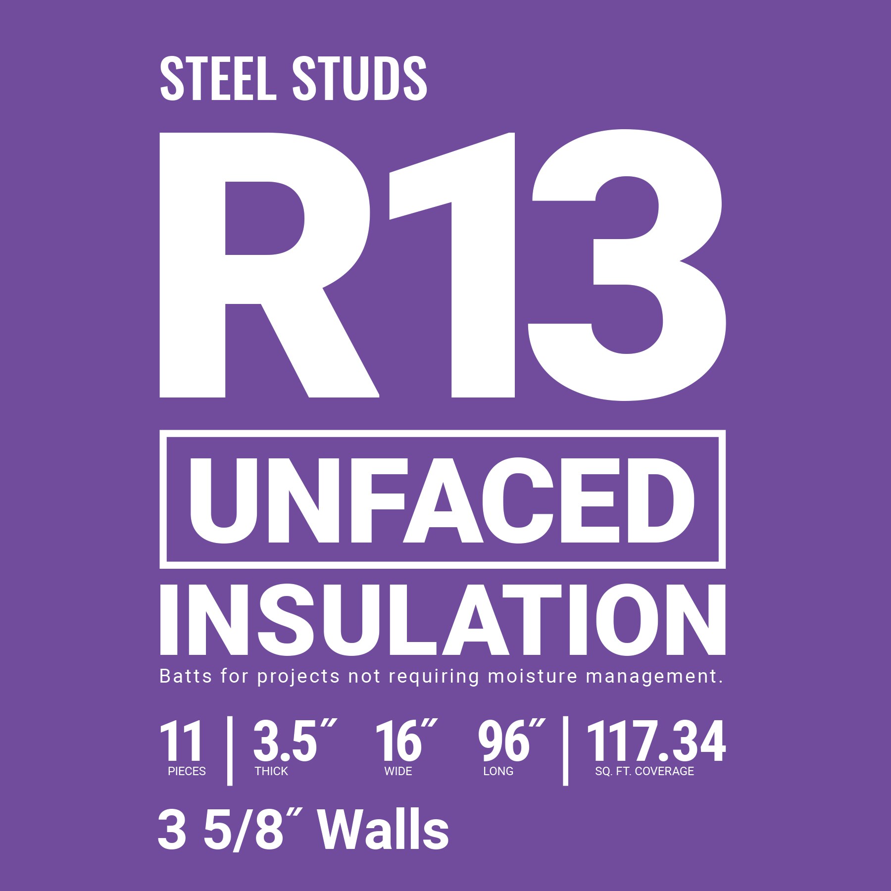 Owens Corning R 13 Wall 117.34 sq ft Unfaced Fiberglass Batt