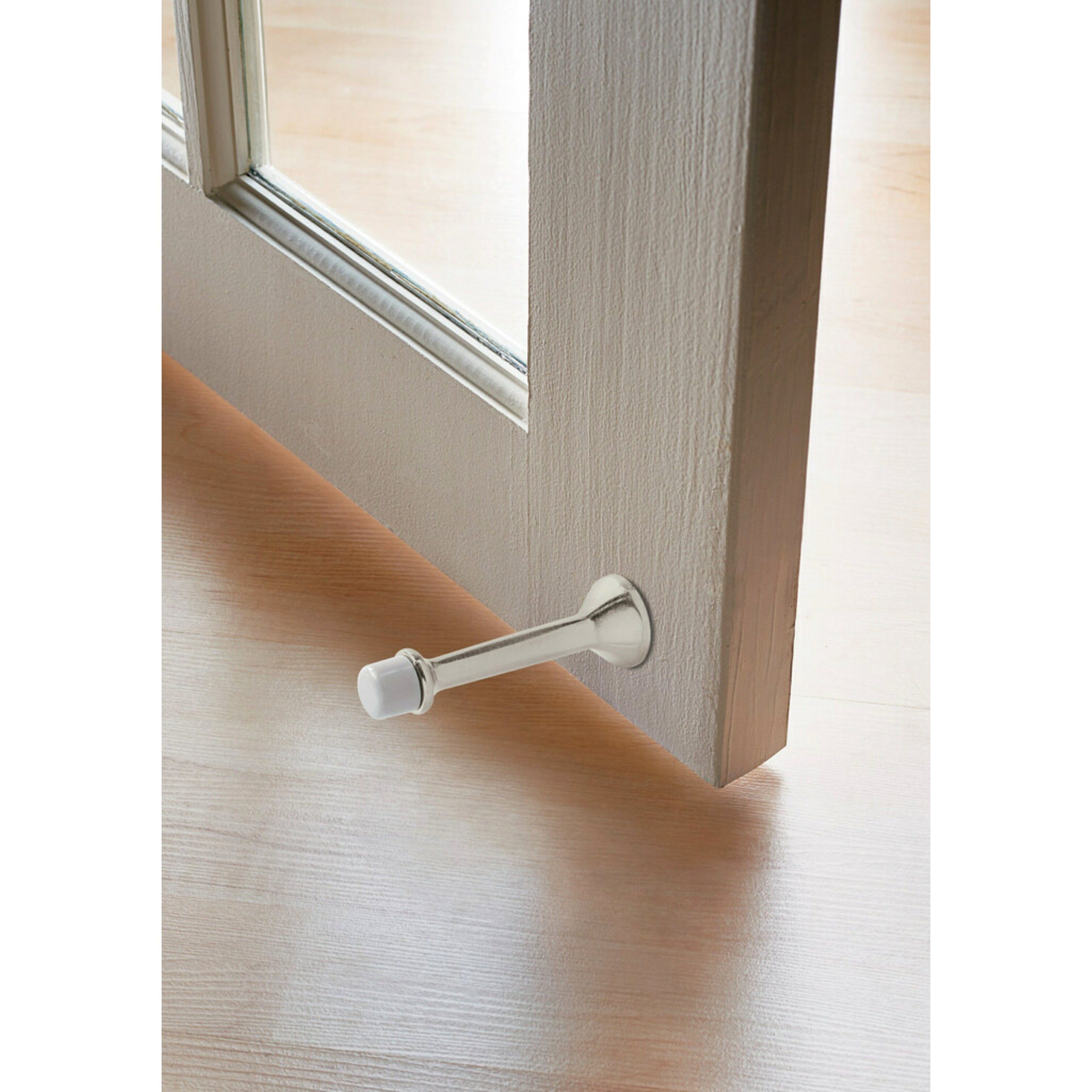 Scotch 4-in Satin Nickel Rigid Door Stop (2-Pack) in the Door