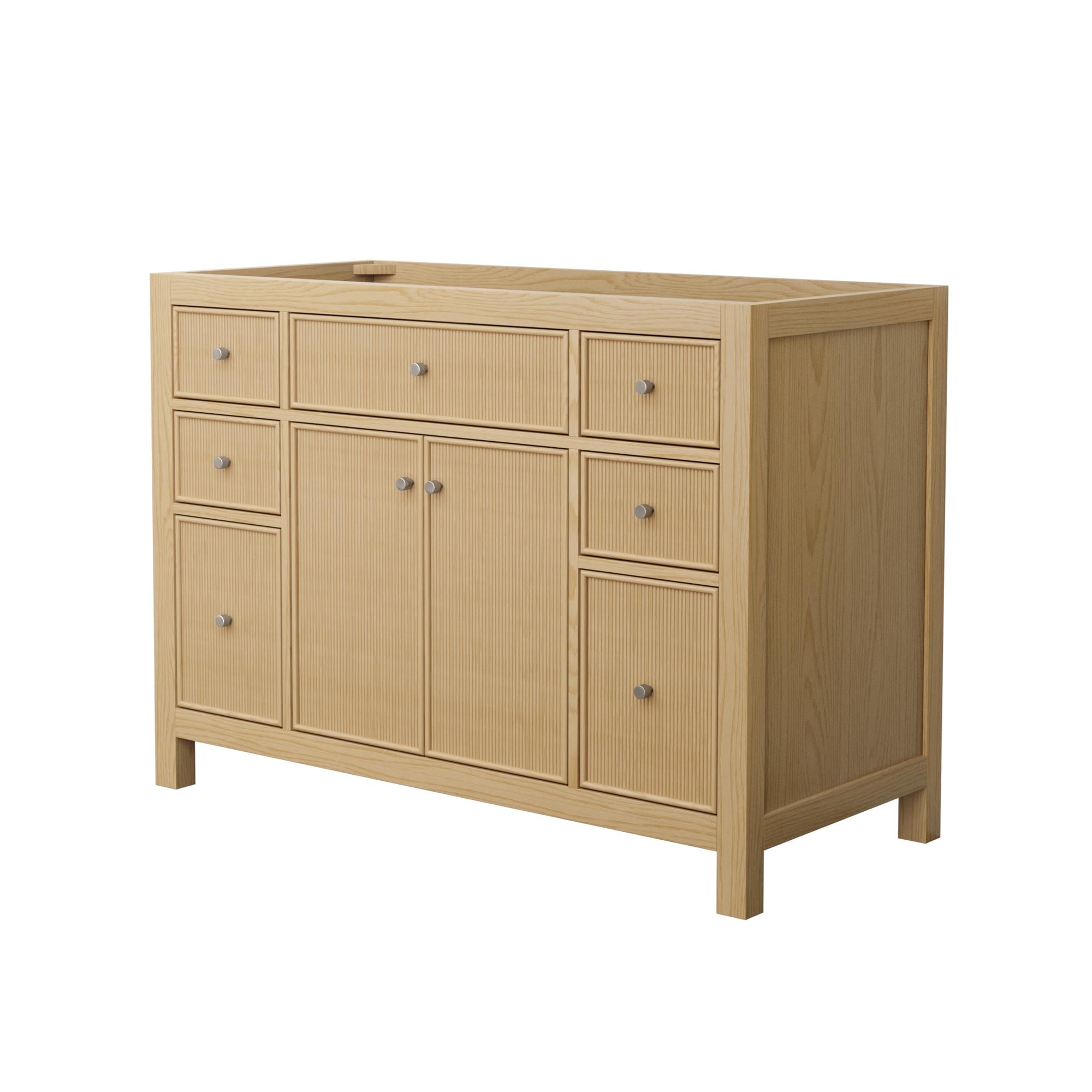 Wyndham Collection WCF929248STOCXSXXMXX Pendry 48-in Tanned Oak with Brushed Nickel Trim Bathroom Vanity Base Cabinet without Top