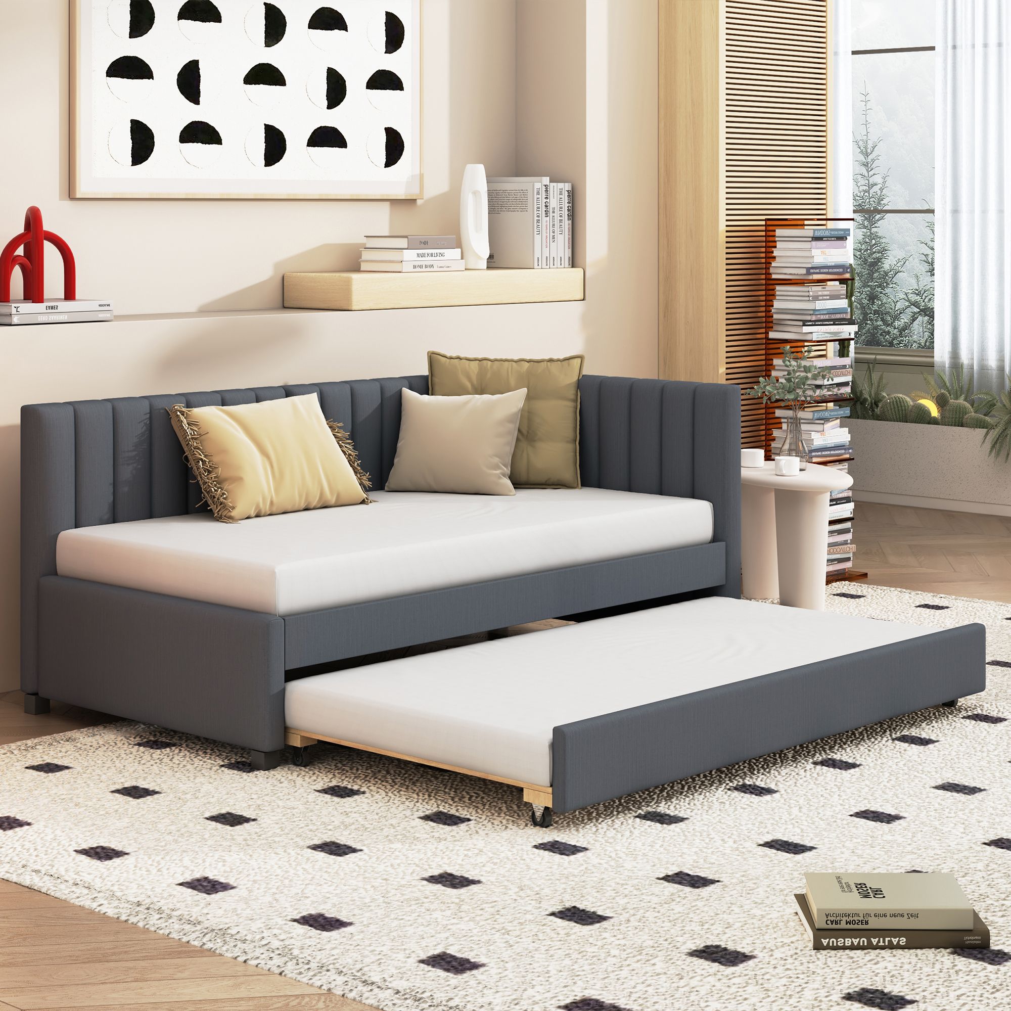 Yiekholo LL-1865AAE Gray Twin Wood Bed frame Bed