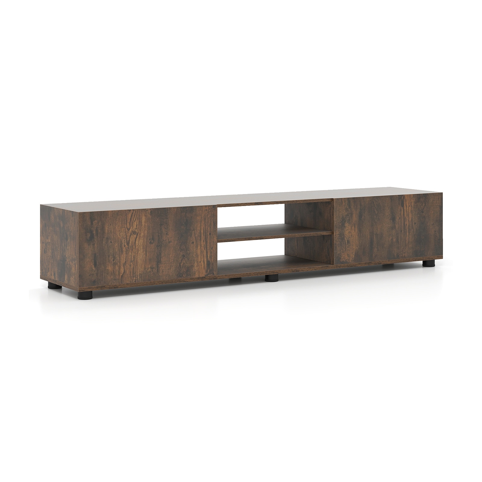 Slickblue - Modern TV Stand (Accommodates TVs Up to 70 inch) with Side Cabinets and Open Shelves ...