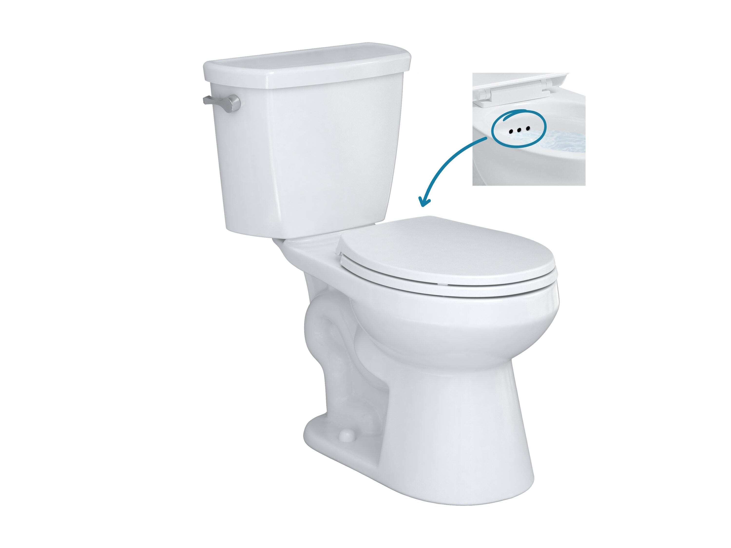 CRAFT + MAIN TL-5800AF-RW EASLEY FLUSH GUARD White Round Standard height Soft Close 2-piece Toilet 12-in Rough-In WaterSense 1.28 GPF