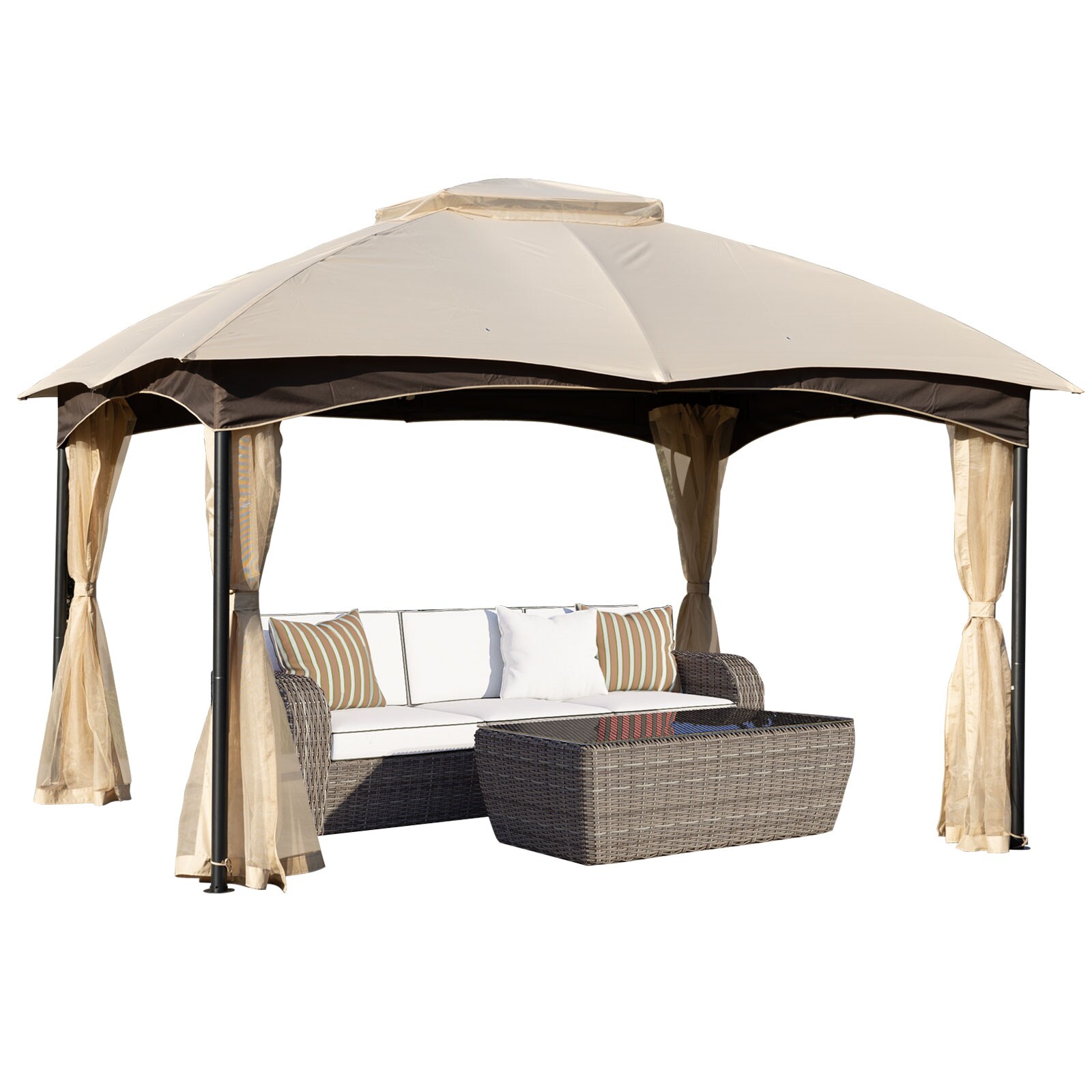 Aoodor A034-PBKKI 12-ft x 10-ft Brown with Soft Top Roof (Screen Included)