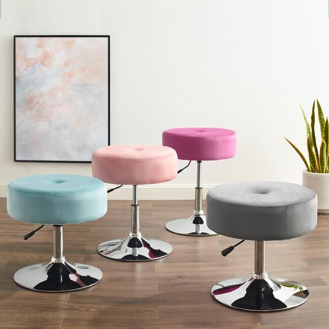 Green Round Makeup Vanity Stool, How High Should A Vanity Stool Be