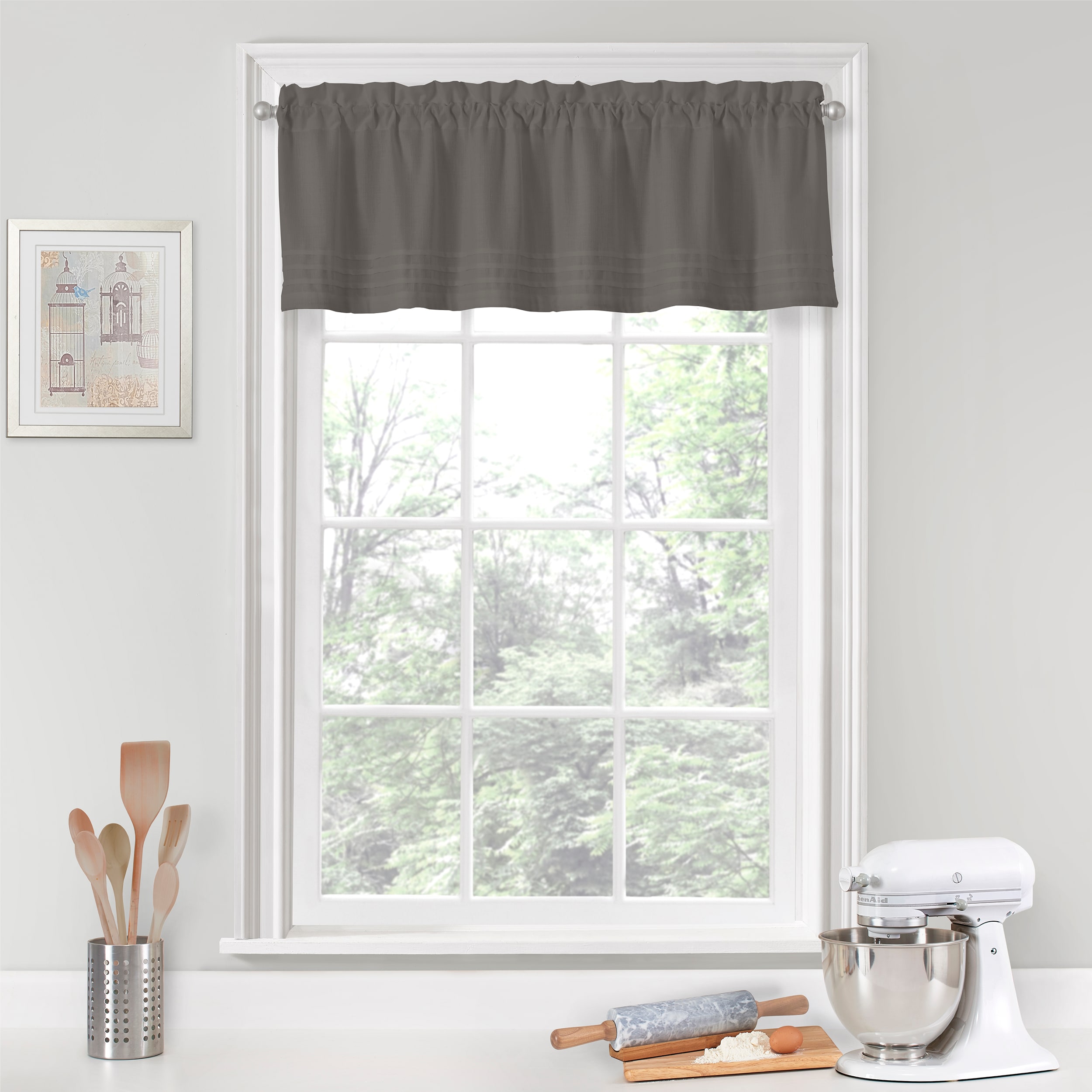 Vue 18501052014GRE 14-in Grey Polyester Rod Pocket Valance