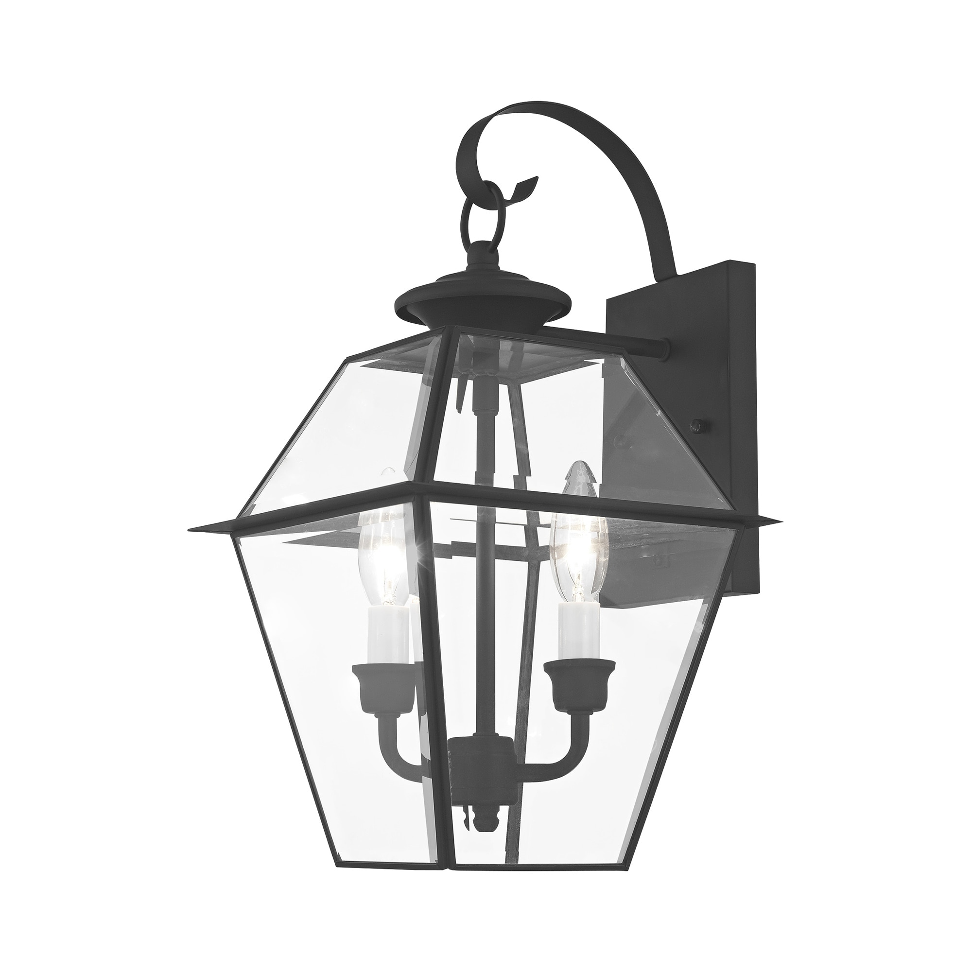 Charleston Elegance Black Brass Outdoor Lantern with Clear Beveled Glass