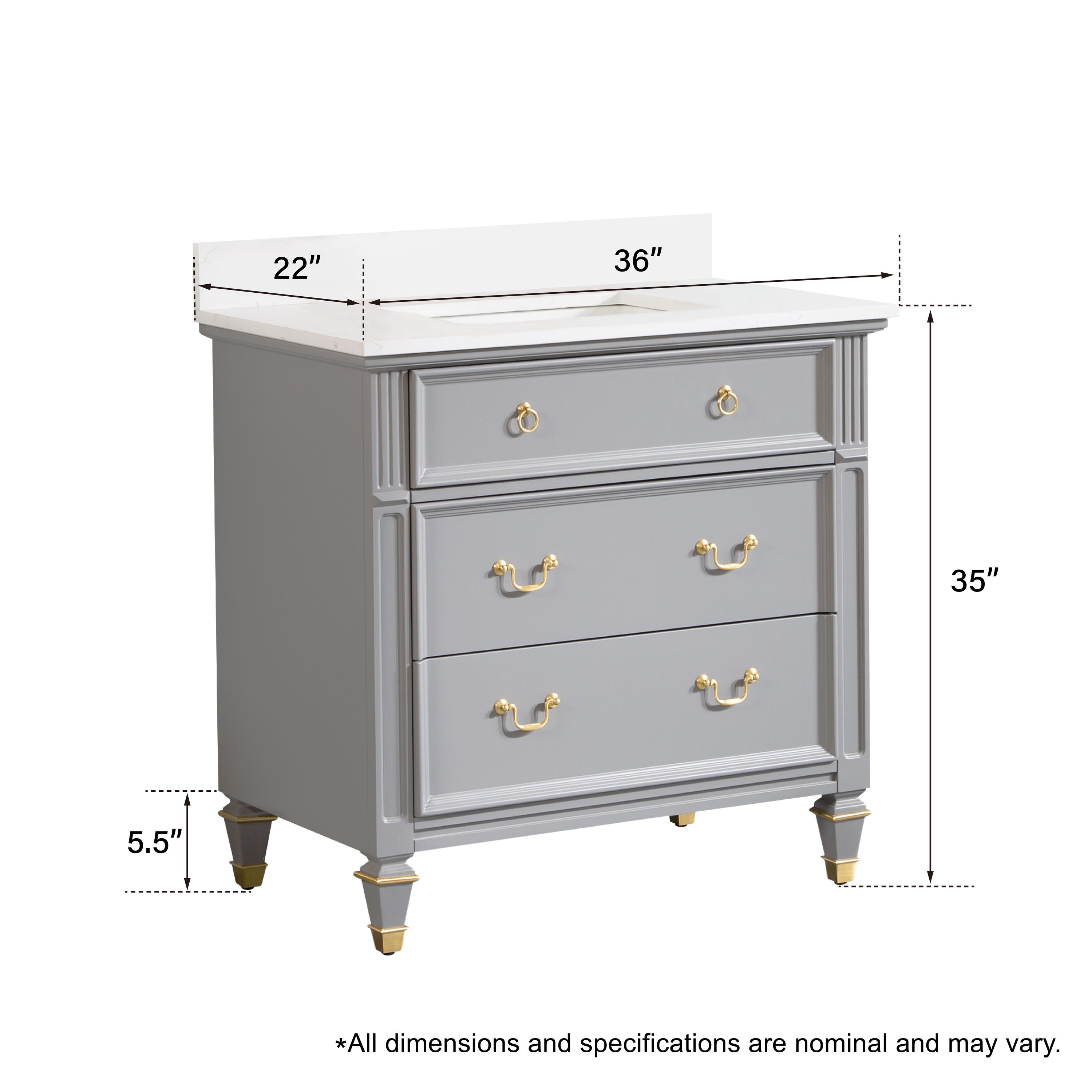 WELLFOR ALLEN36QZ-TG Bath-Vanity-Combo - View #7