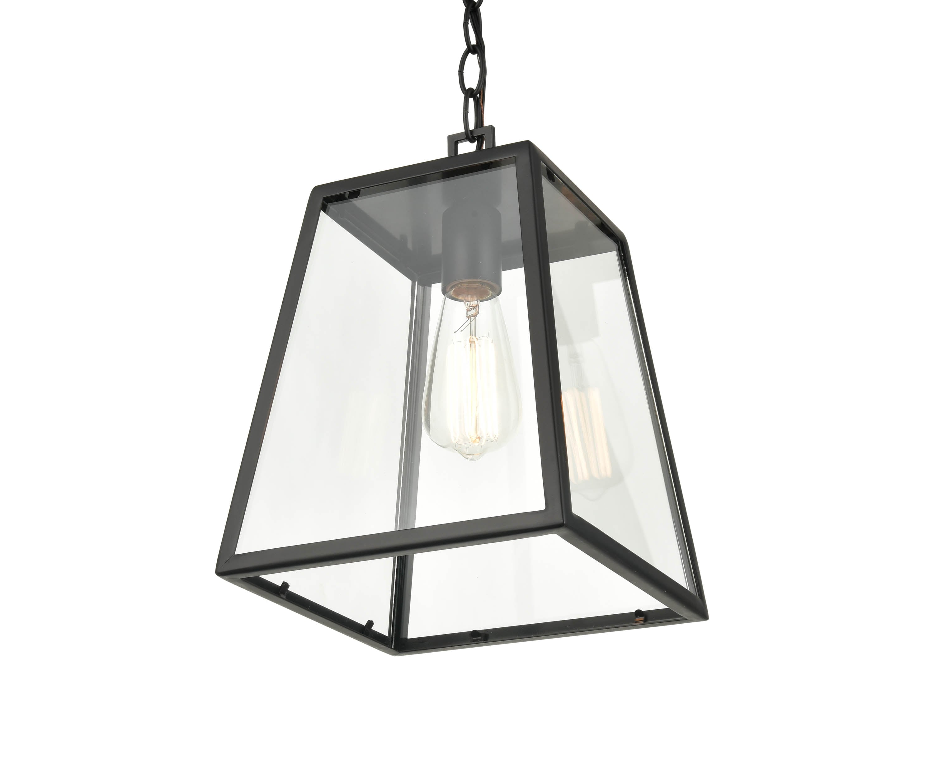 Powder Coat Black Glass Outdoor Pendant Light