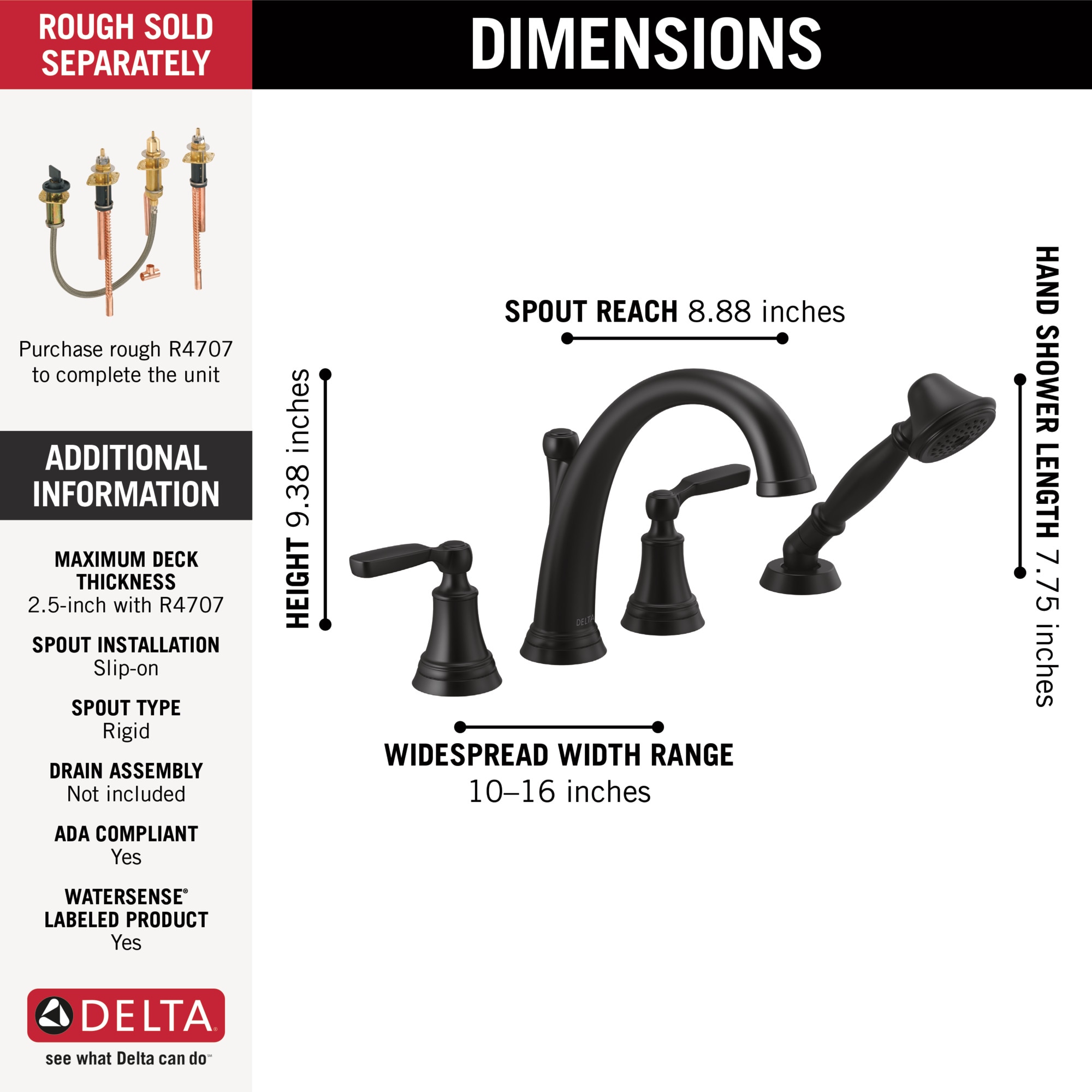 Delta T4732-BL Roman-Tub-Faucets - View #3