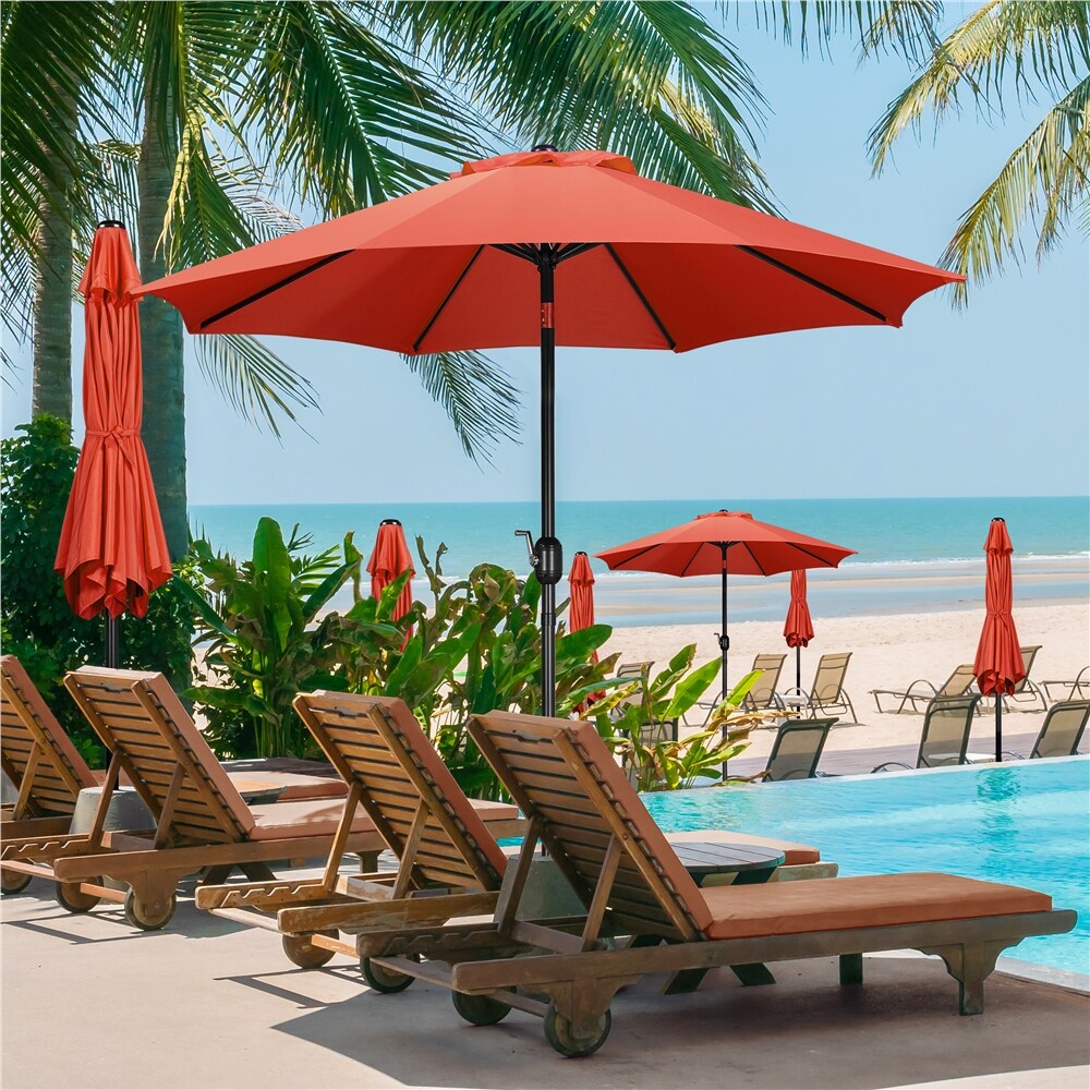 Yaheetech 9FT Orange Patio Umbrella with Push Button Tilt and Crank in ...