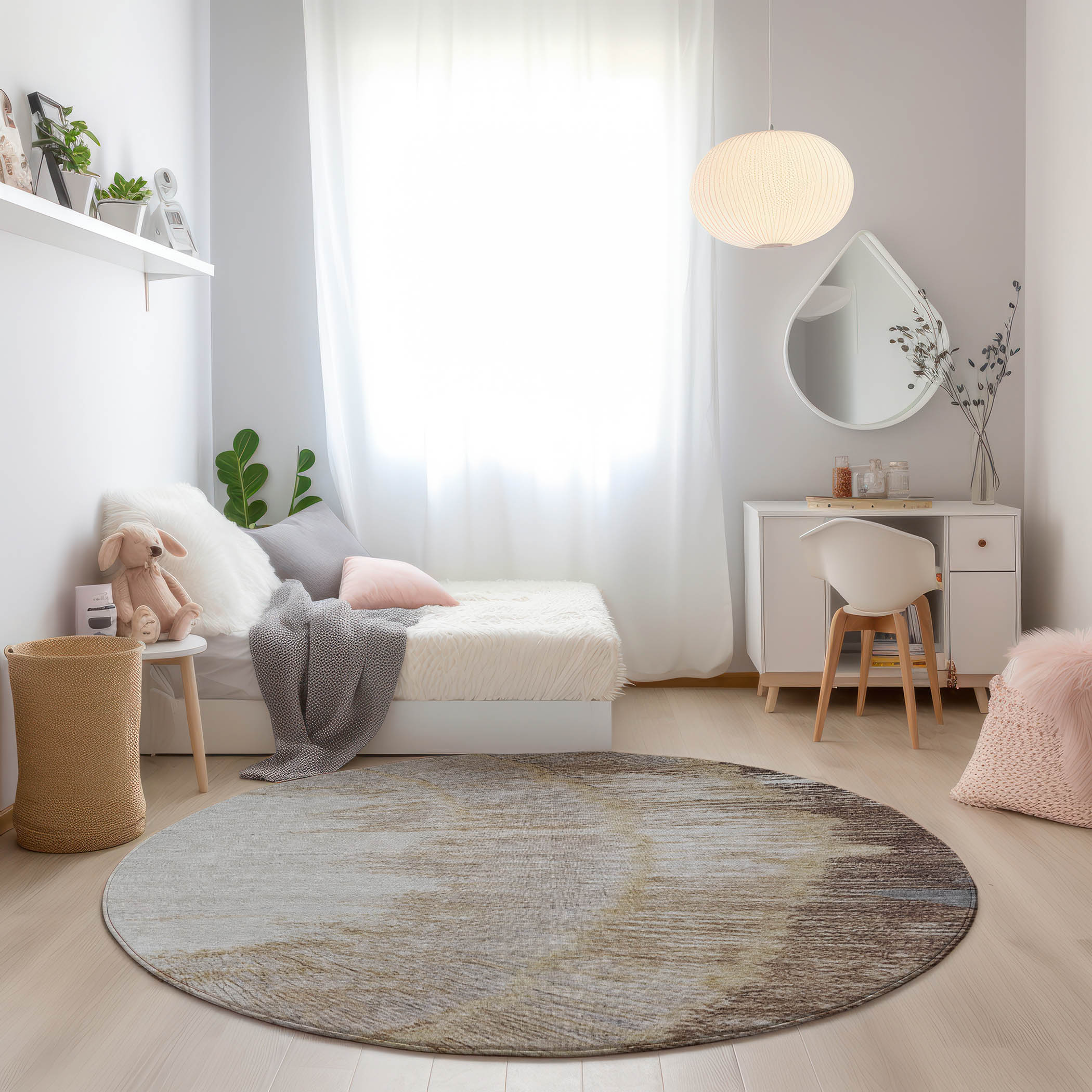 Addison Rugs ACN650BR8RO Chantille ACN650BR 8 x 8 (ft) Polyester Brown Round Indoor/Outdoor Geometric Machine washable Area rug