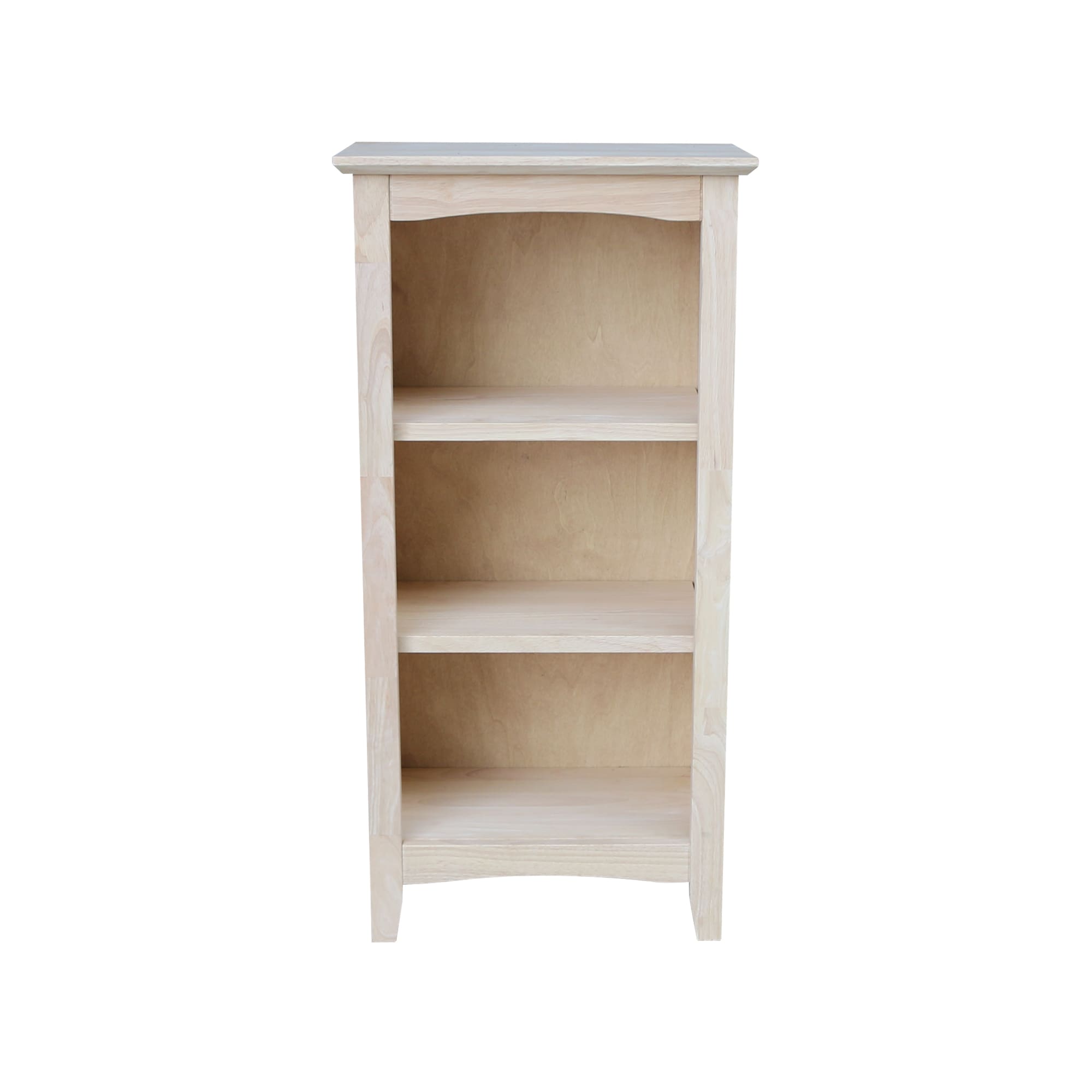 Adjustable Unfinished Solid Wood Shaker Bookcase, 36-Inch Tall