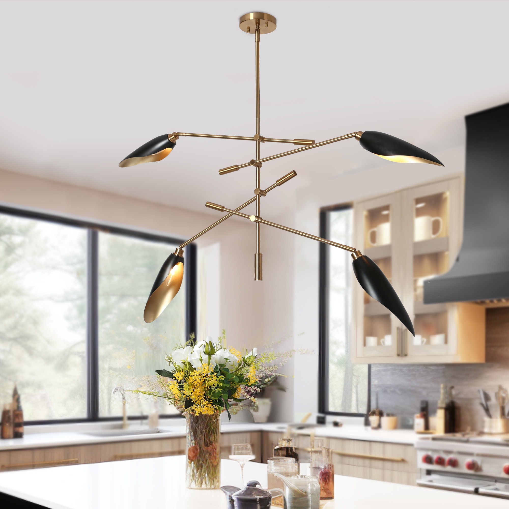 ZEVNI L3EJAEJNW41C4S78 Sophistilux 4 -Light Matte Black Modern/contemporary For Use in Bedrooms, Dining Rooms, Foyers, Kitchens, Living Rooms Chandelier