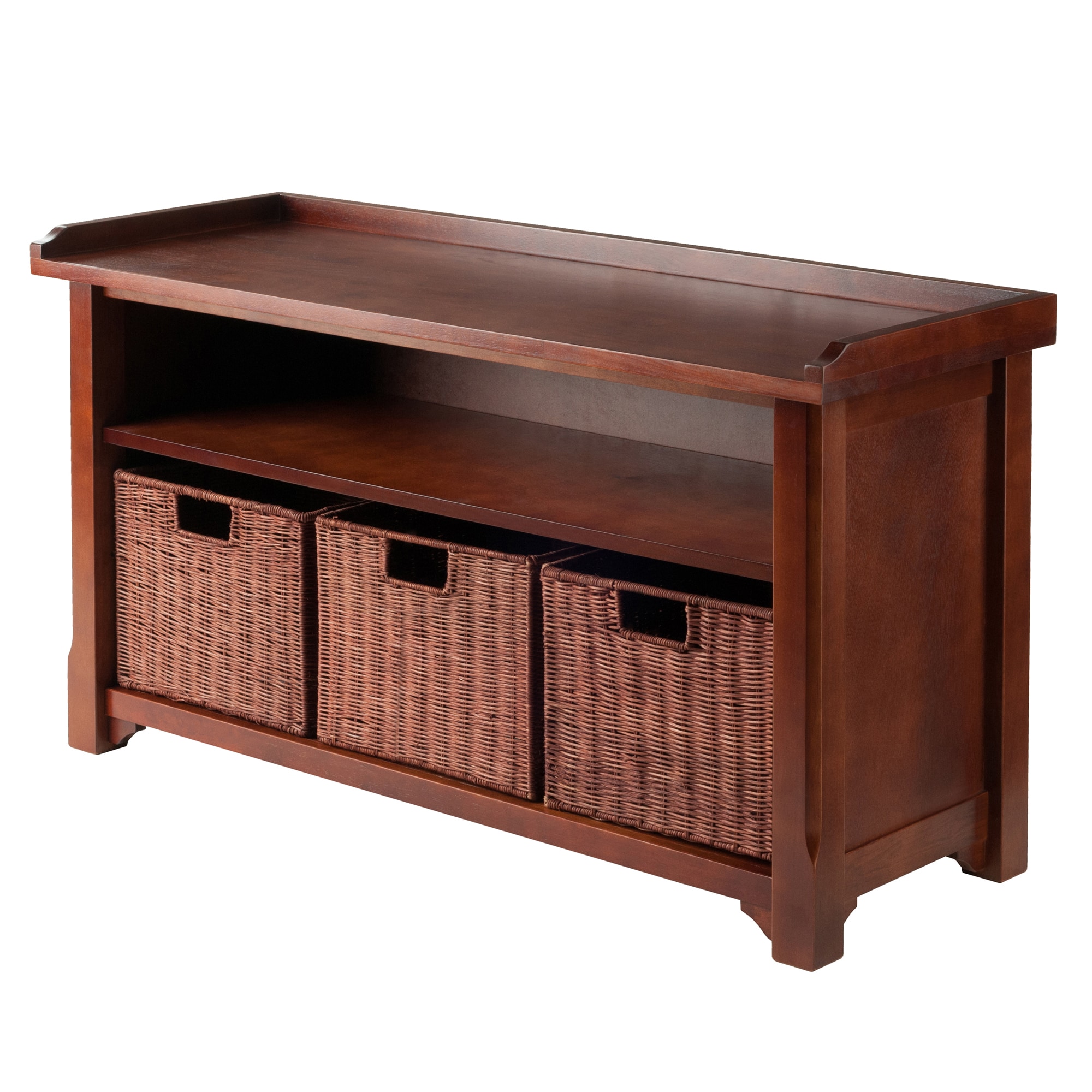 Winsome Wood 94341 Casual Antique Walnut Storage Bench with Storage 40-in x 14.5-in x 22-in