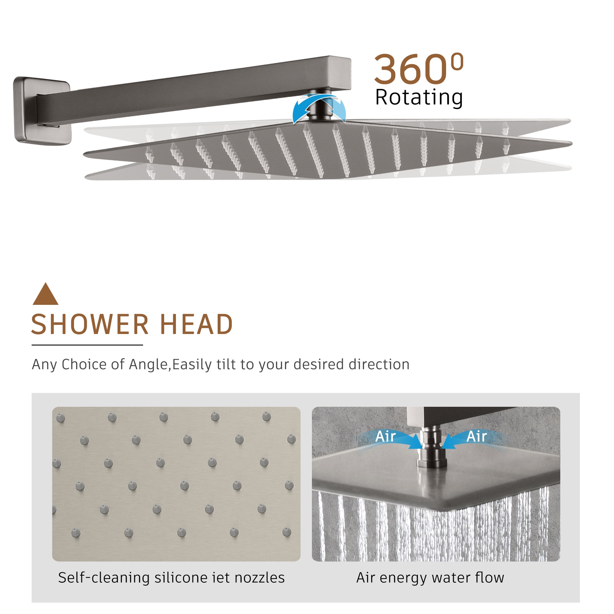 CASAINC M6001-A-12-BN Showerhead-Bar-Panels - View #2