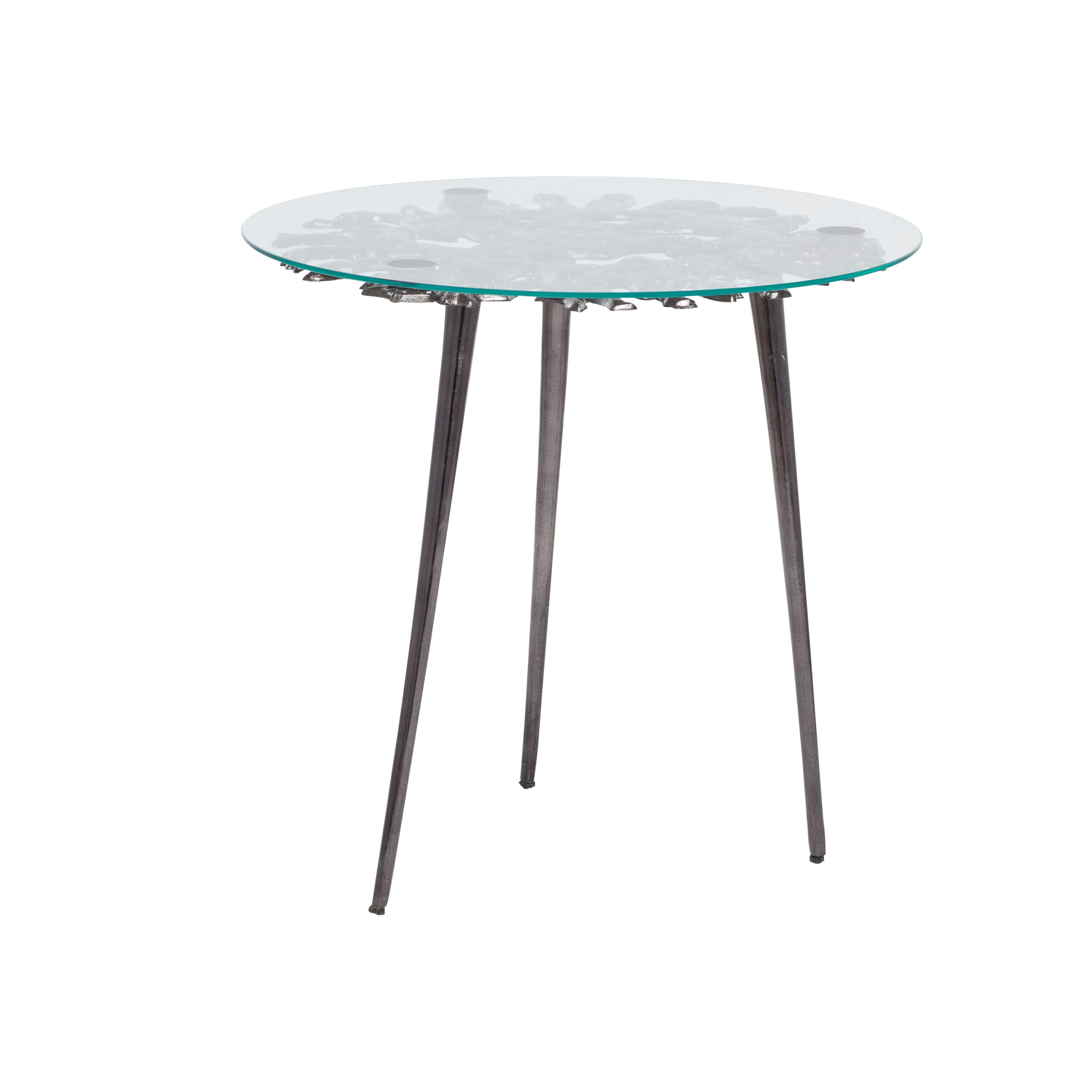 Eccentric Splash-Patterned 22'' Round Metal & Glass Accent Table