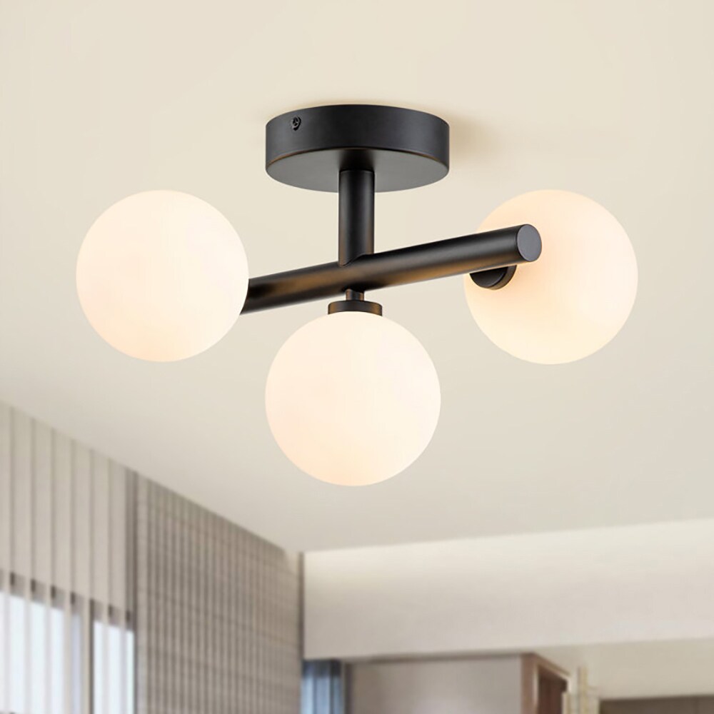 EDISLIVE Y81010000039568 3 -Light 13-in Black Semi Flush Mount Light