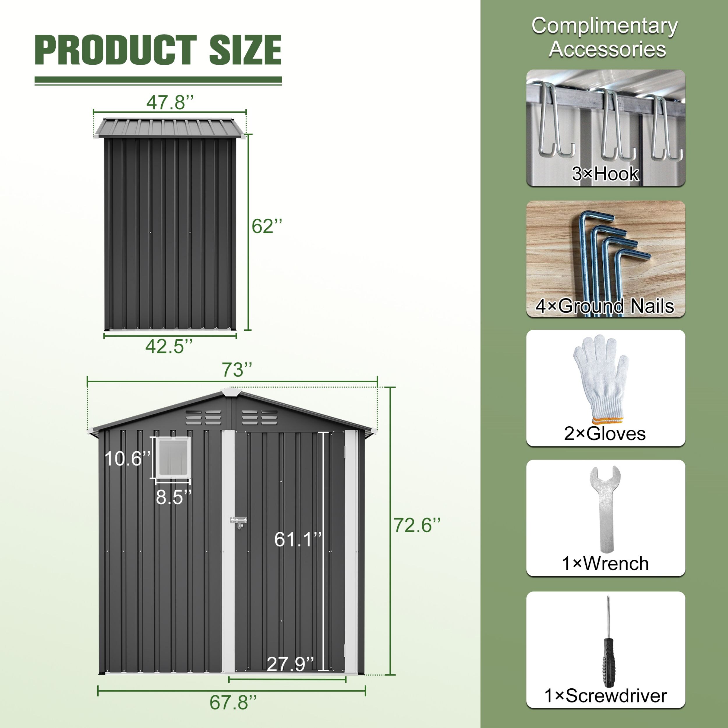 Poinic QURDS-7861S25 Metal-Storage-Buildings-Sheds - View #3