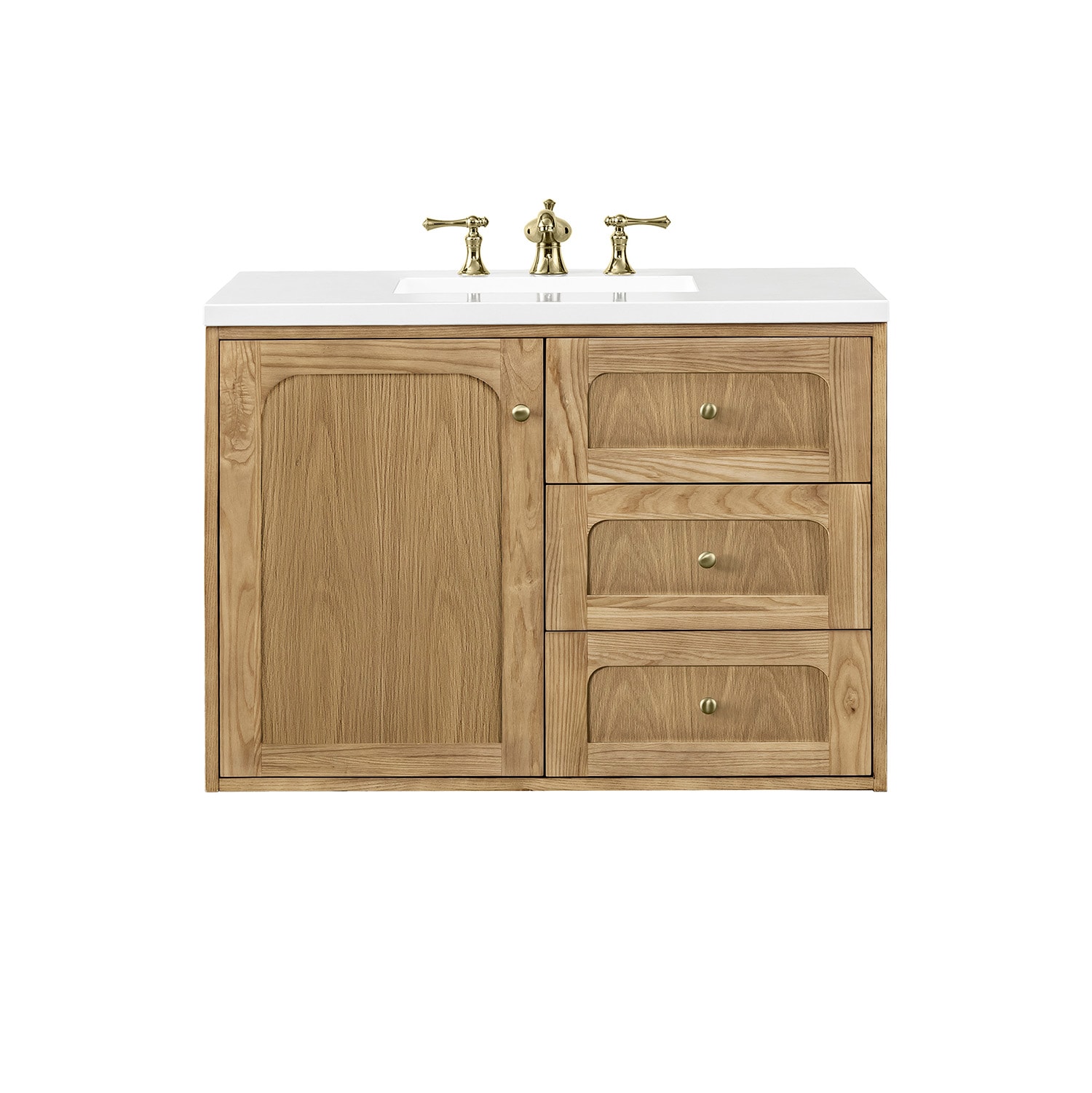 Laurent 36'' Light Natural Oak Single Vanity with Quartz Top