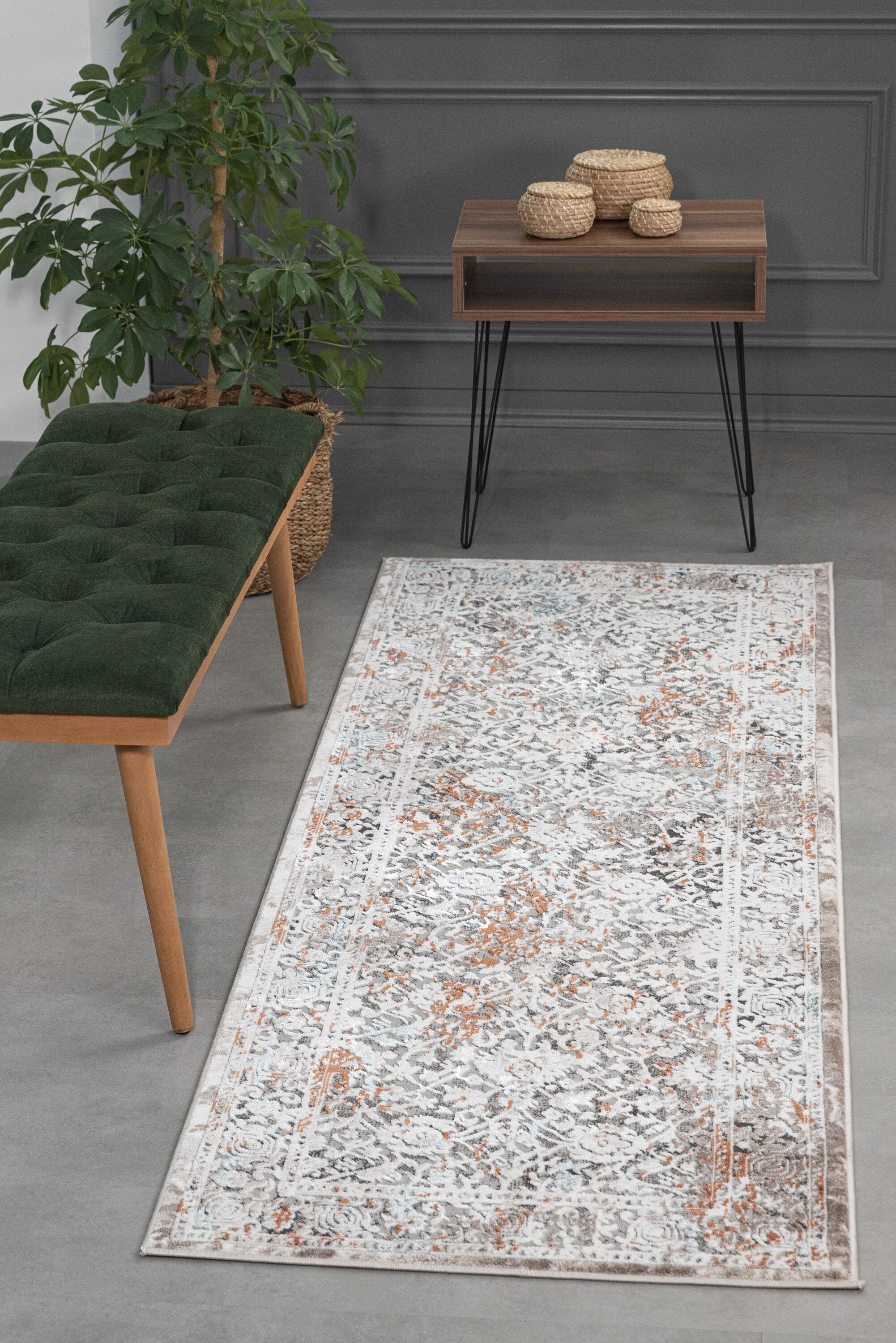 MDA Rugs EC0228 Elpida 2 x 8 (ft) Polypropylene Beige Rectangular Indoor Abstract Area rug
