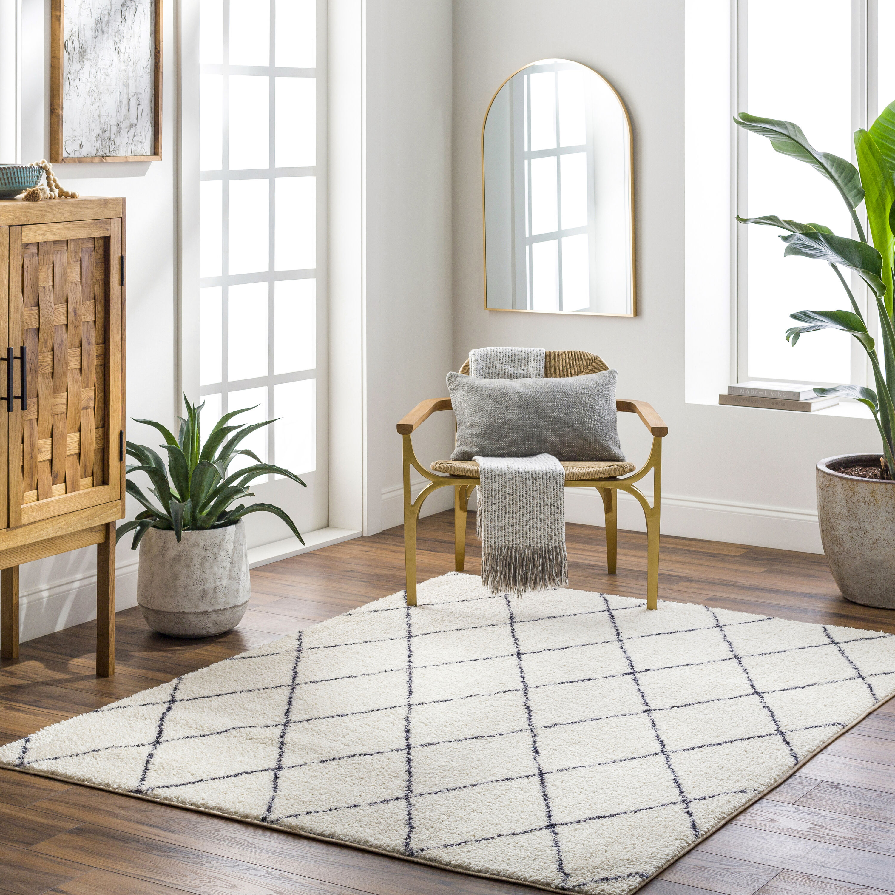 Livabliss LKK2306-537 Lykke 5 x 7 (ft) Polyester Ivory/Black Rectangular Indoor Geometric Bohemian/Eclectic Machine washable Area rug