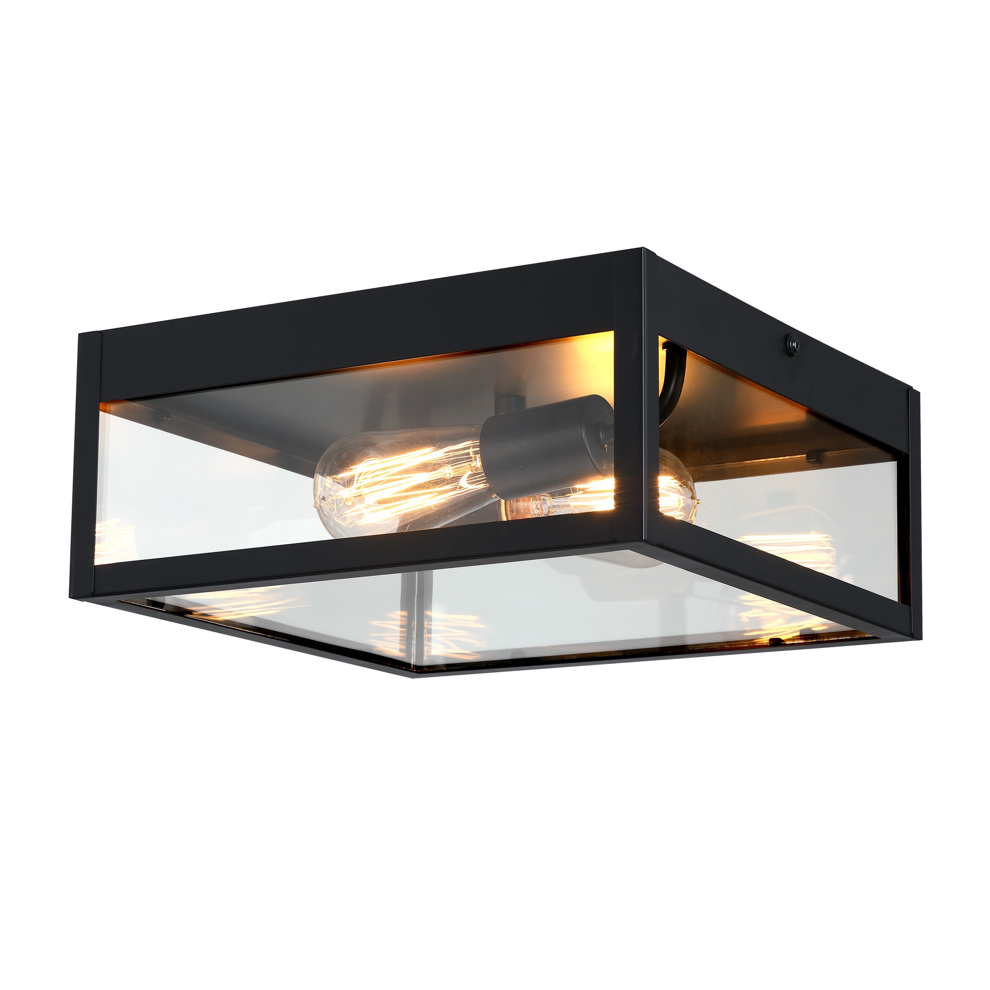 Hukoro FL57571-OD-FM-BK 2 -Light 12-in Matte Black Flush Mount Light