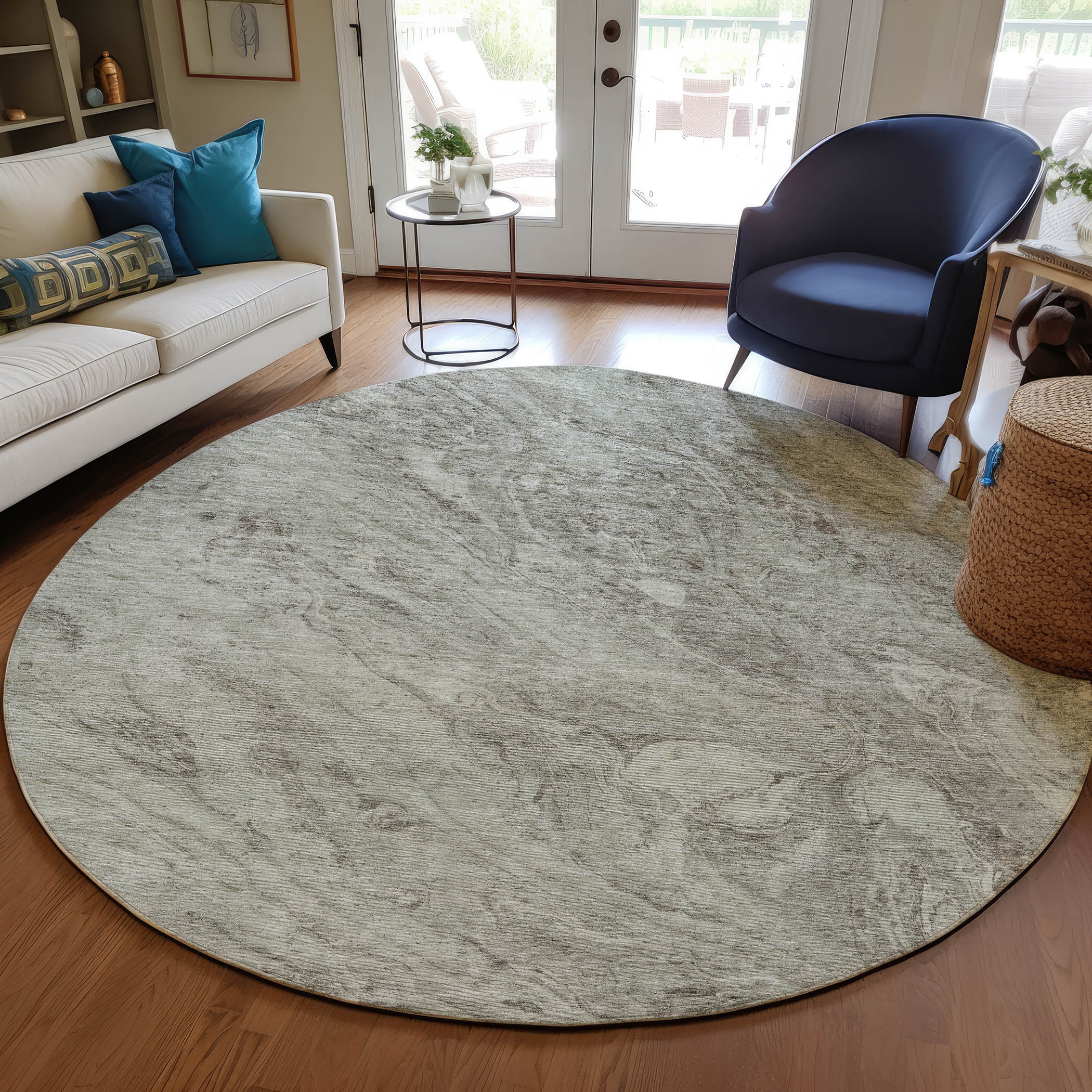 Addison Rugs ACN640TP8RO Chantille ACN640TP 8 x 8 (ft) Polyester Taupe Round Indoor/Outdoor Geometric Machine washable Area rug