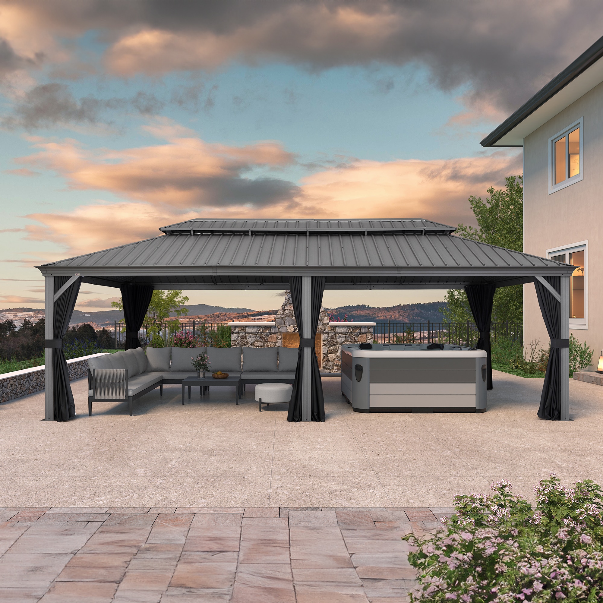 PURPLE LEAF LSHSHTG1224 Wood-Resin-Gazebos - View #4