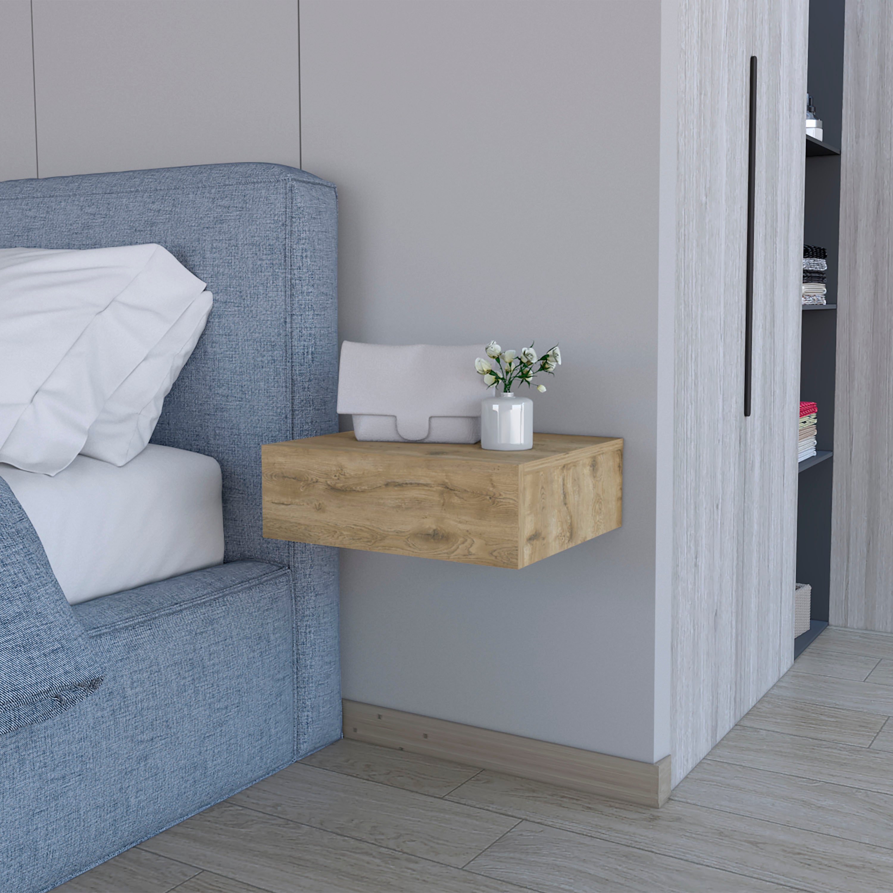 ZAKLOOP Macadamia Wall-Mounted Floating Nightstand in the Nightstands ...