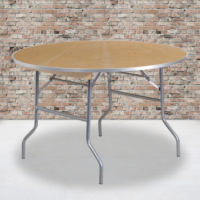 Round Wood Brown Folding Banquet Table, 48 Inch Round Folding Table Lowe Size