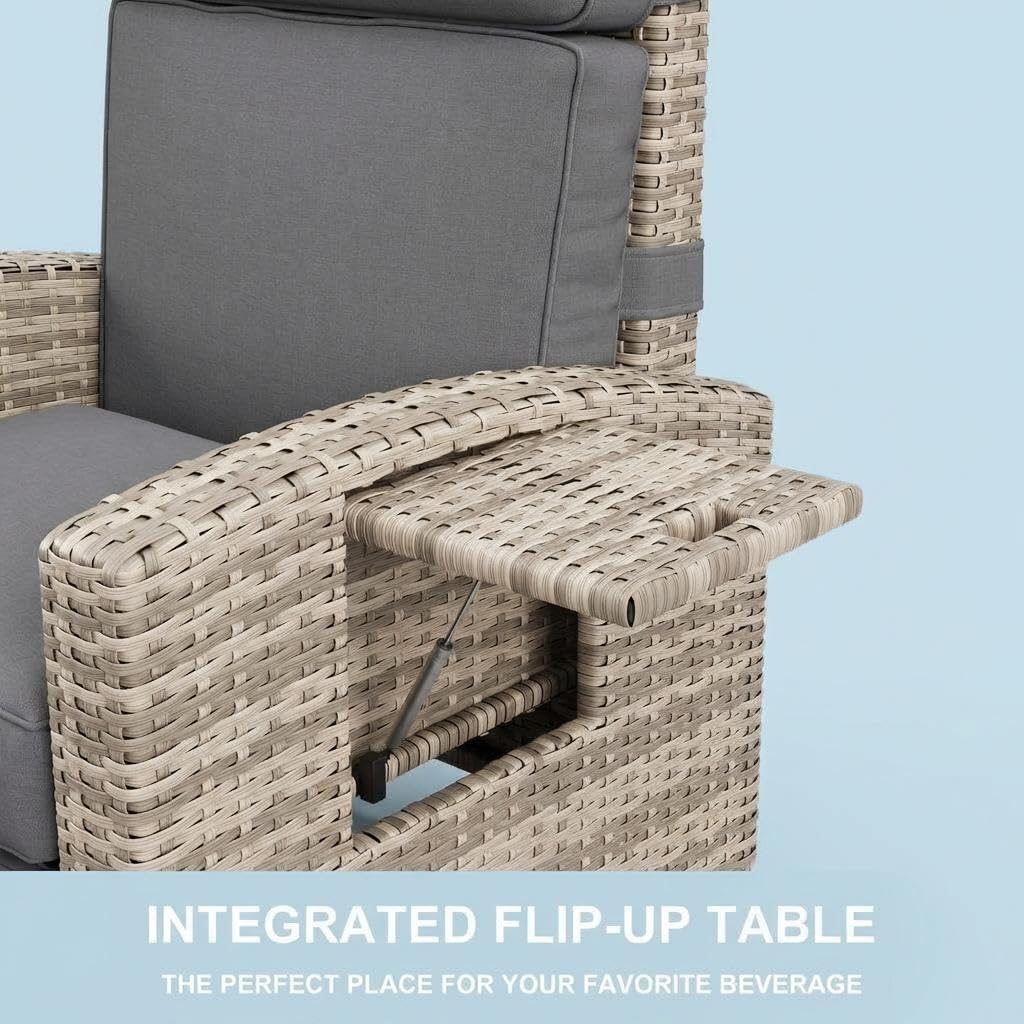 Garvee Ergonomic Outdoor Recliner Chair with 3 Position Adjustable Back ...