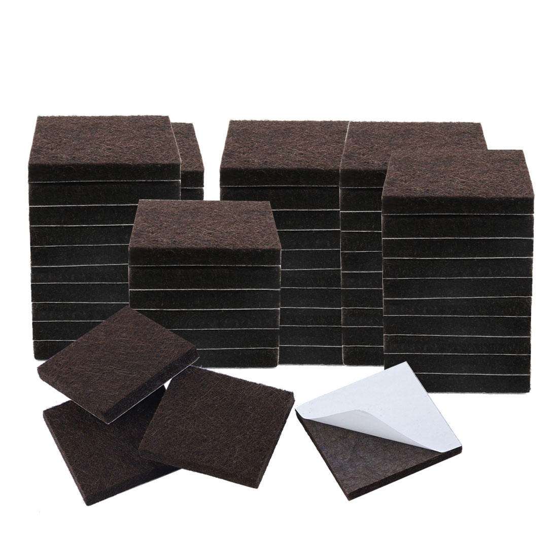Unique Bargains S25111701UX1012 60pcs Furniture Pads Square 1 Inch Self-stick Non-slip Anti-scratch Felt Pads Floors Protector Dark Brown - Thumbnail