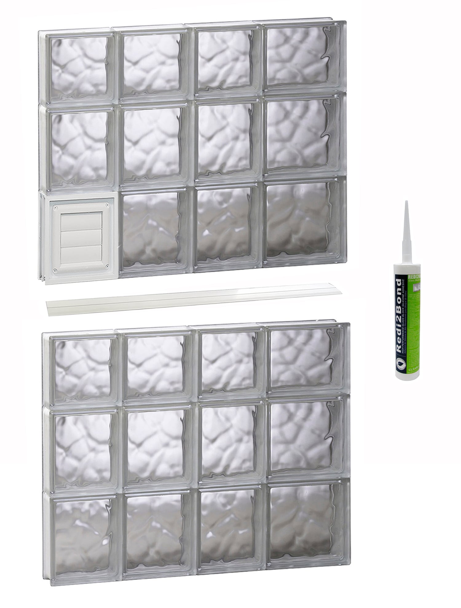 REDI2SET D2644DC Wavy Glass 25-in x 42-1/2-in Frameless Replacement Dryer vent Glass Block Window
