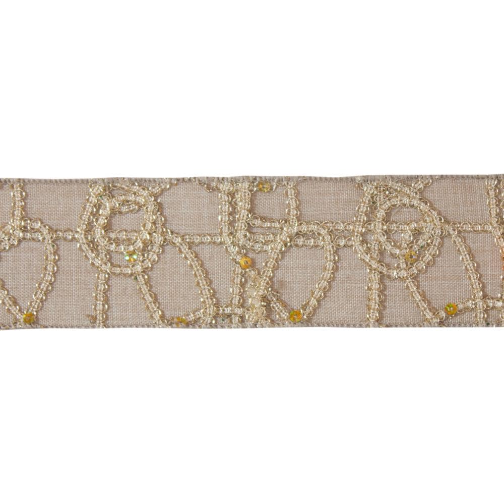 Melrose International 77488DS 2-Pack 30-ft L x 2.5-in W Tan and Gold Ribbon