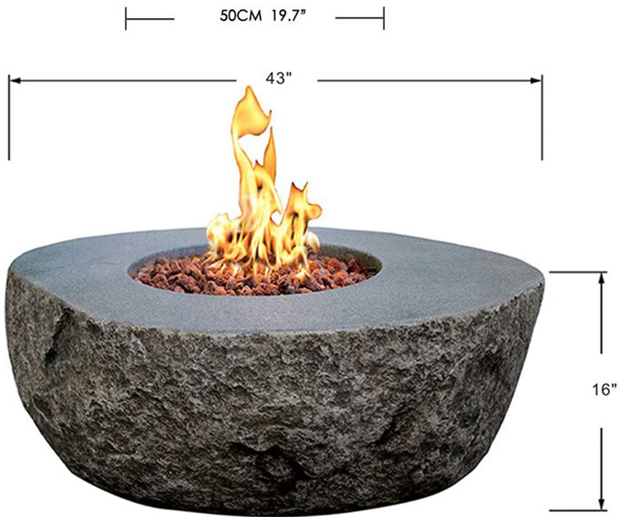 Elementi Boulder 35 In W 45000 Btu Grey Concrete Natural Gas Fire Pit In The Gas Fire Pits Department At Lowes Com