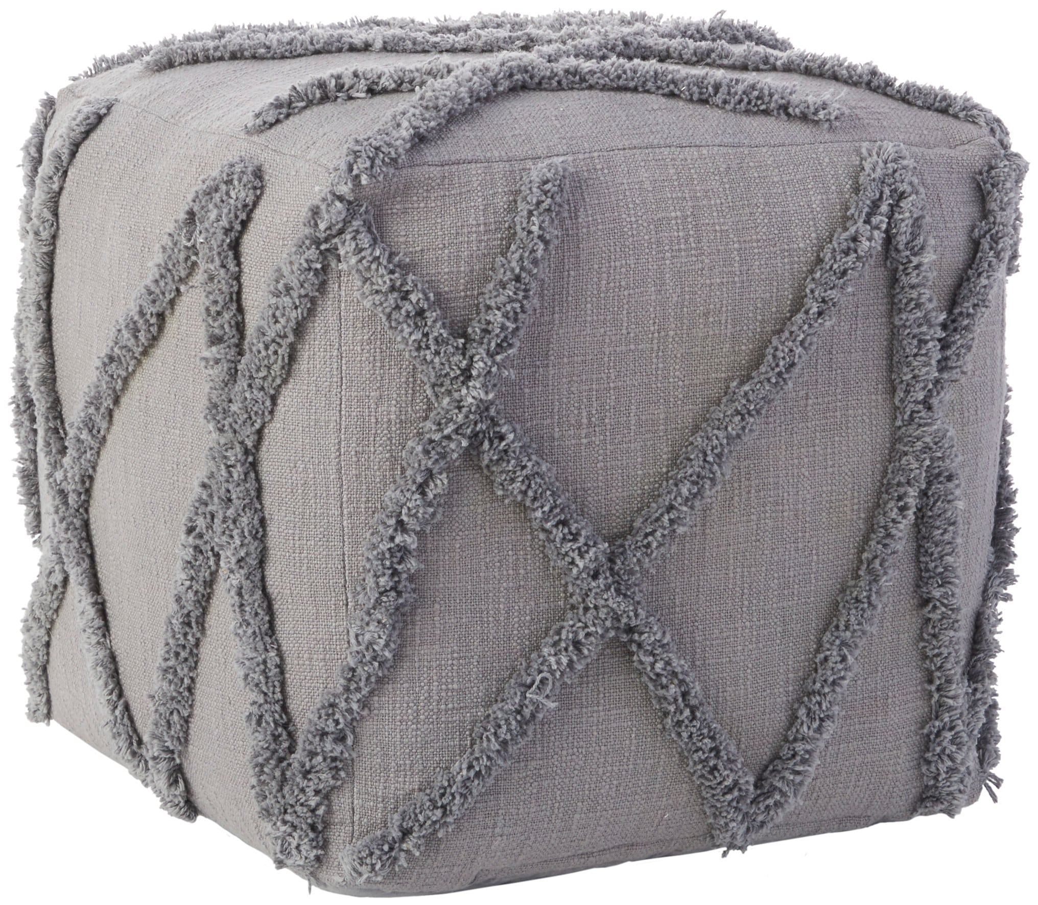 AANNY Designs Lychee Modern Light Grey Pouf Ottoman in the Ottomans & Poufs  department at