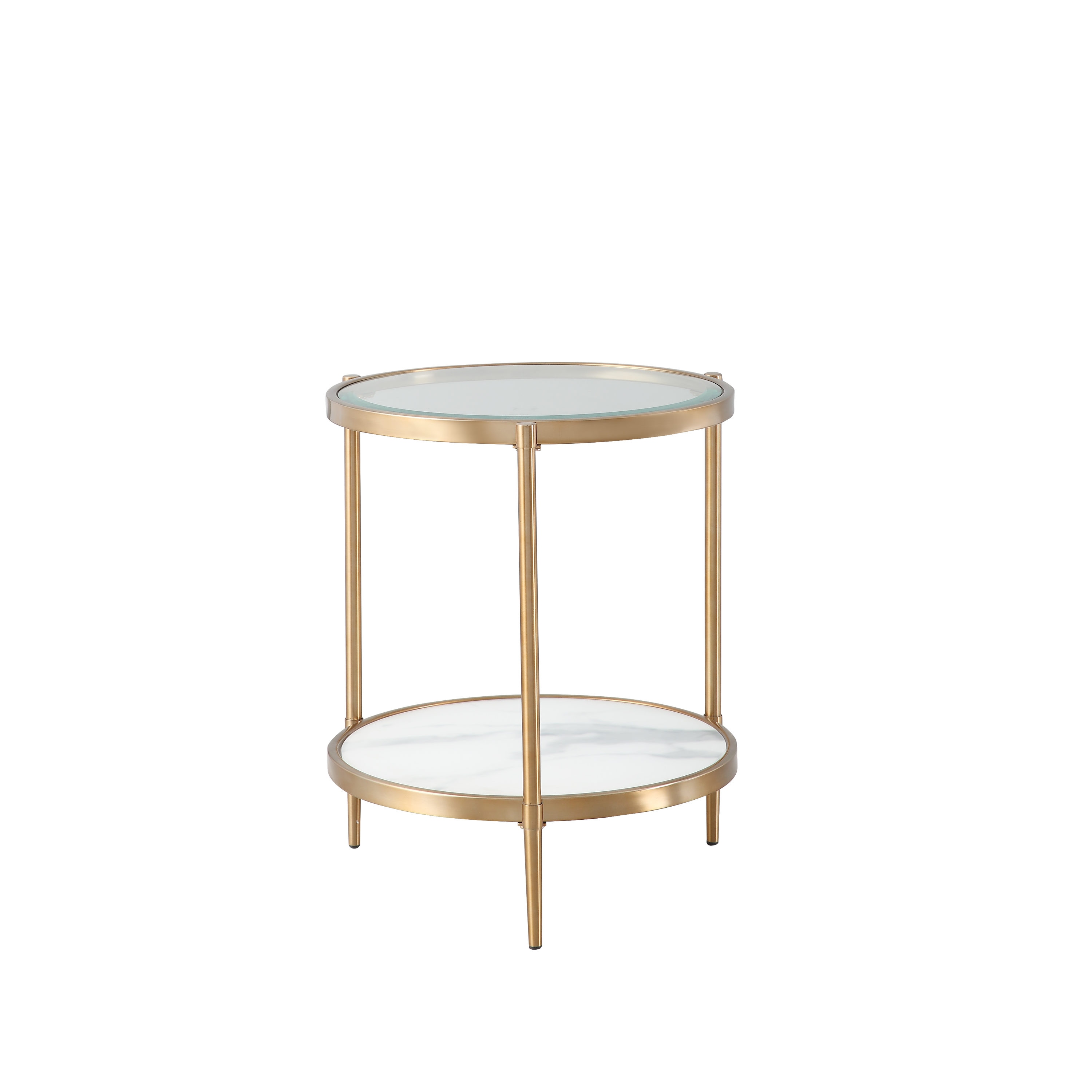CASAINC WF-ET-1353RA-GL 19.68-in W x 21.65-in H Transparent Glass Round Modern End Table with Storage Assembly Required