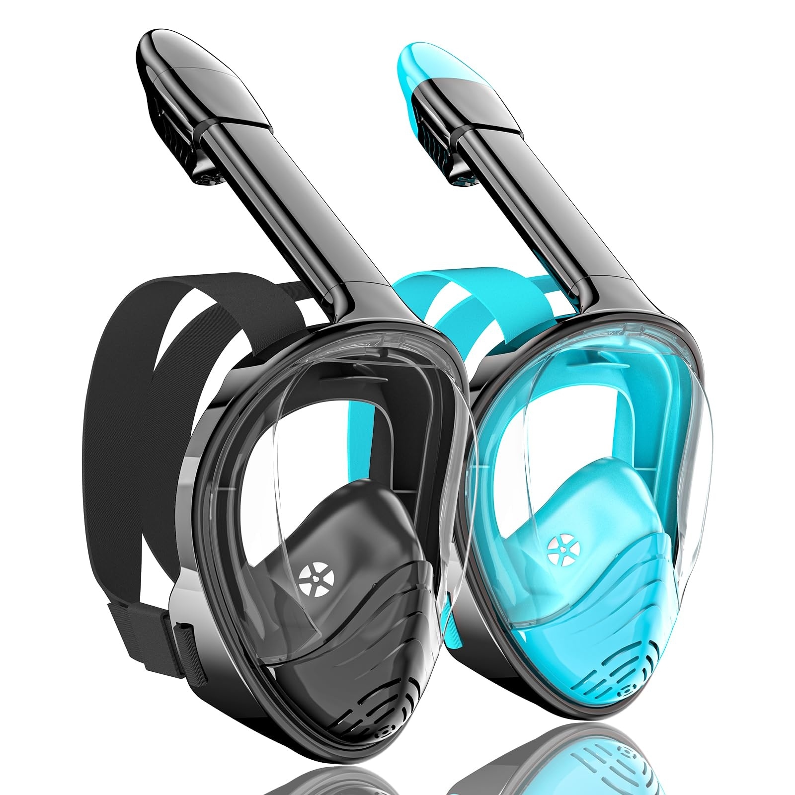 ITOPFOX Full Face Snorkel Mask Set for Adults 180 Degree Panoramic View Anti Fog Anti Leak Comfortable Silicone Snorkeling Gear with Camera Mount