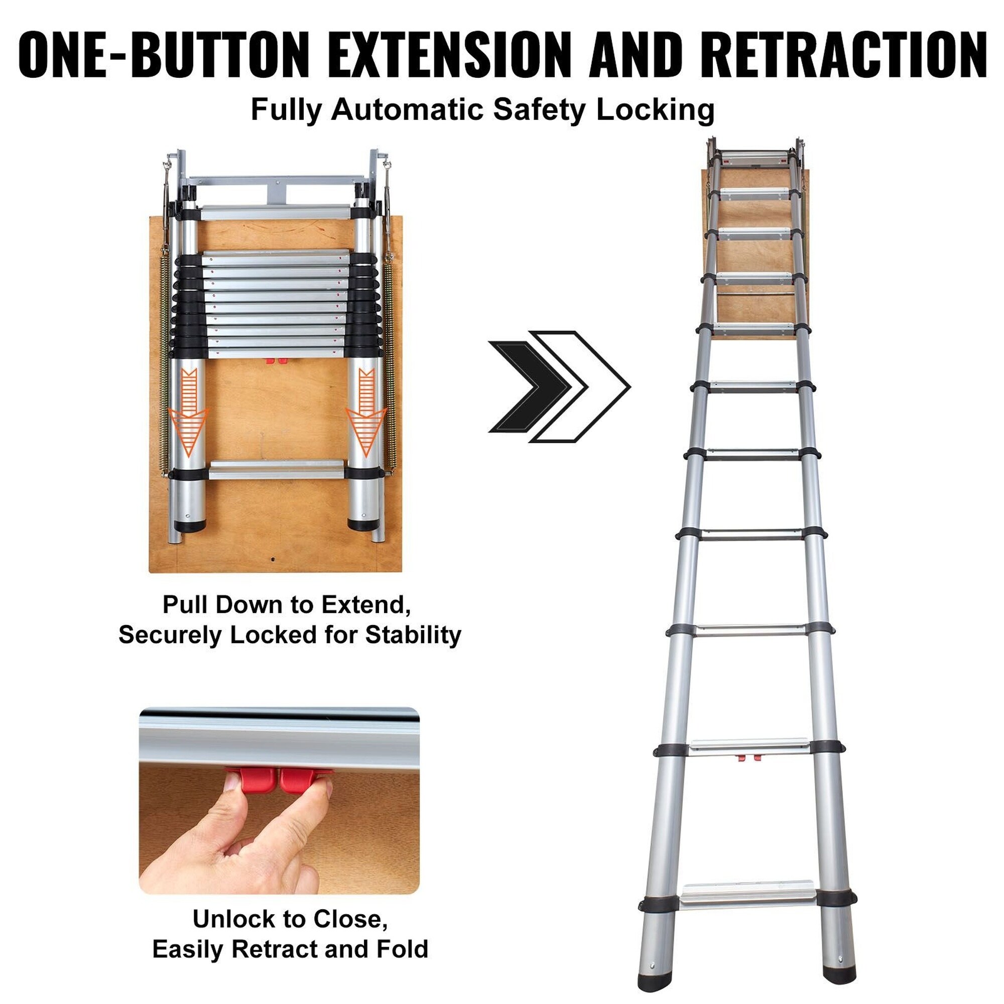 Angel Sar Attic Ladder Telescoping 350 Lb Capacity 39.37 x 23.6 in ...