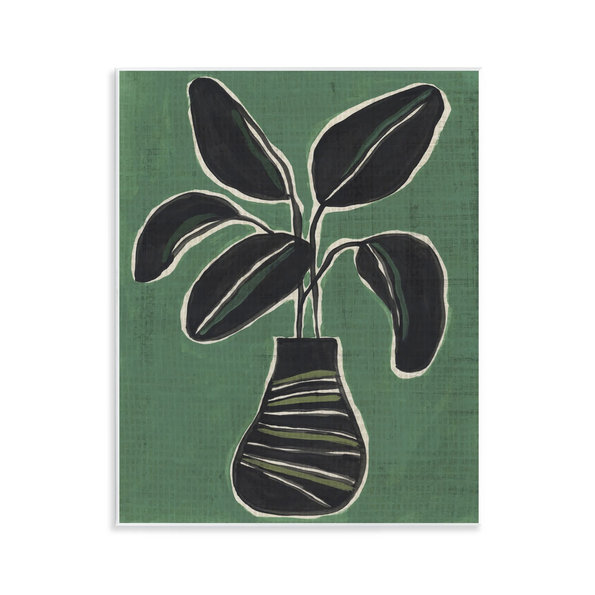 Stupell Industries - House Plant on Green Wall Plaque Art By June Erica Vess 11 x 14