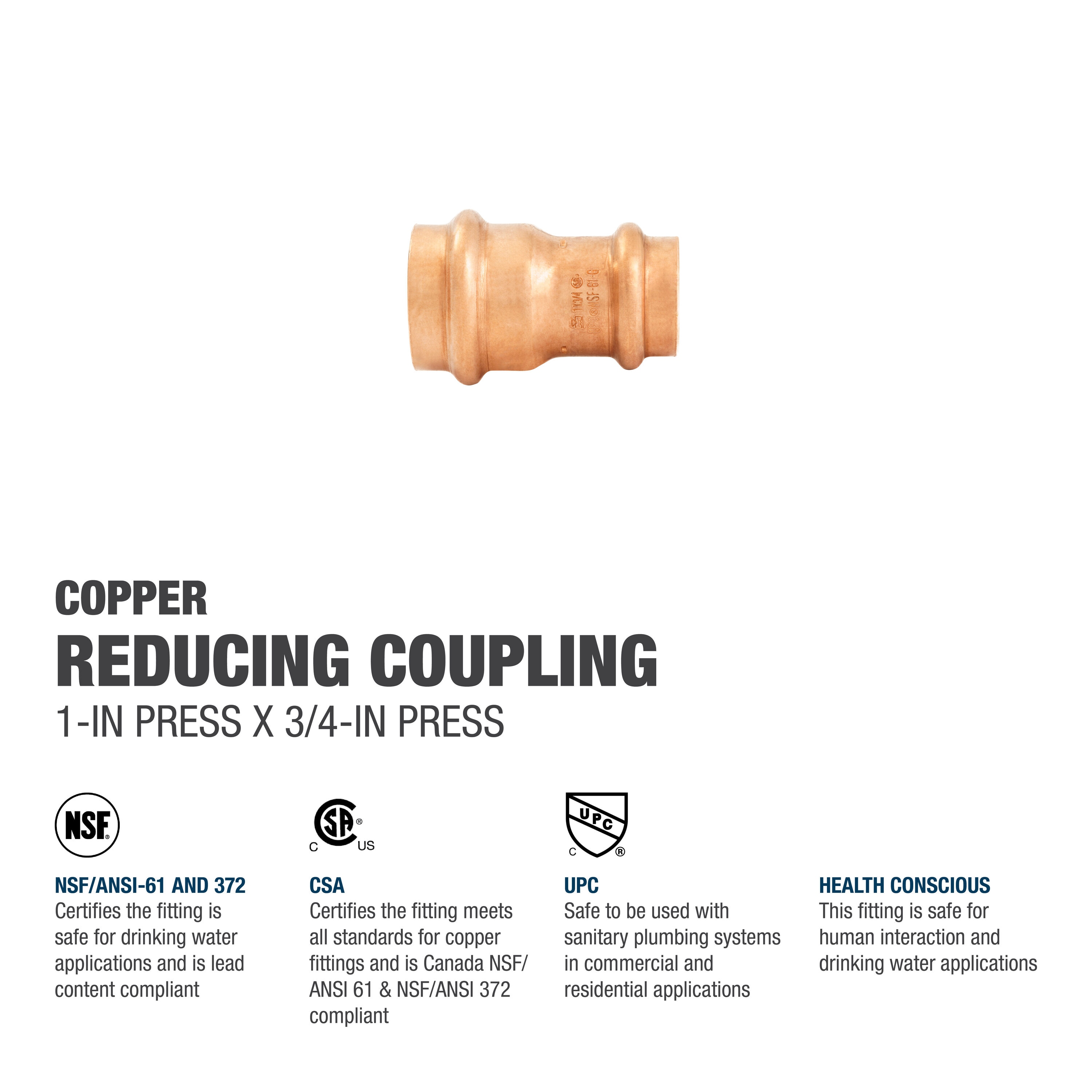 Streamline 1-in X 3/4-in Copper Press Reducing Coupling In The Copper ...