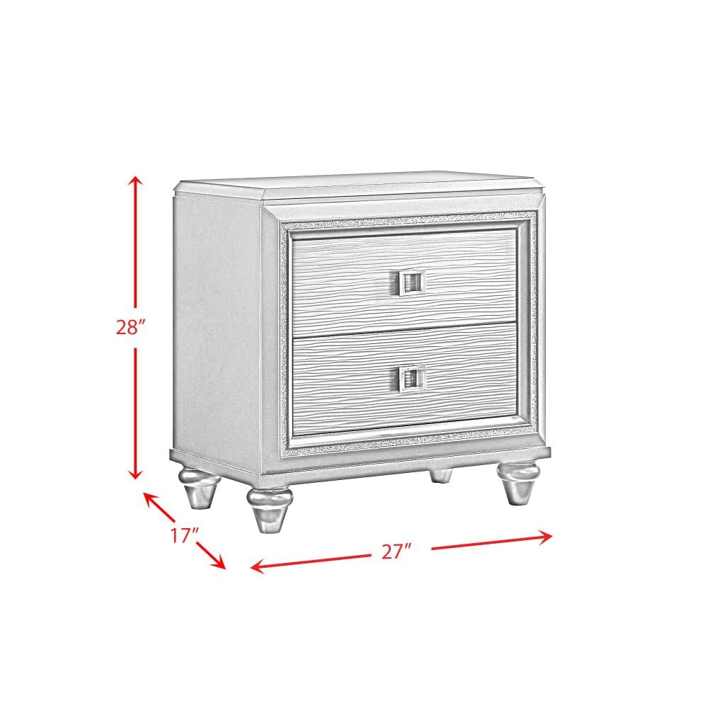 Gray Transitional 2-Drawer Nightstand with USB Port