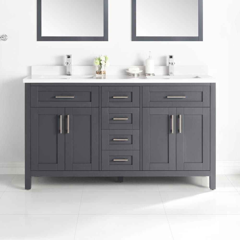Ove Decors Tahoe Lux 60 In Dark, 60 Vanity With Sink On Right Side