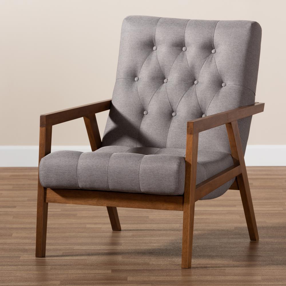 Baxton Studio Naeva Midcentury Grey Brown Accent Chair in the