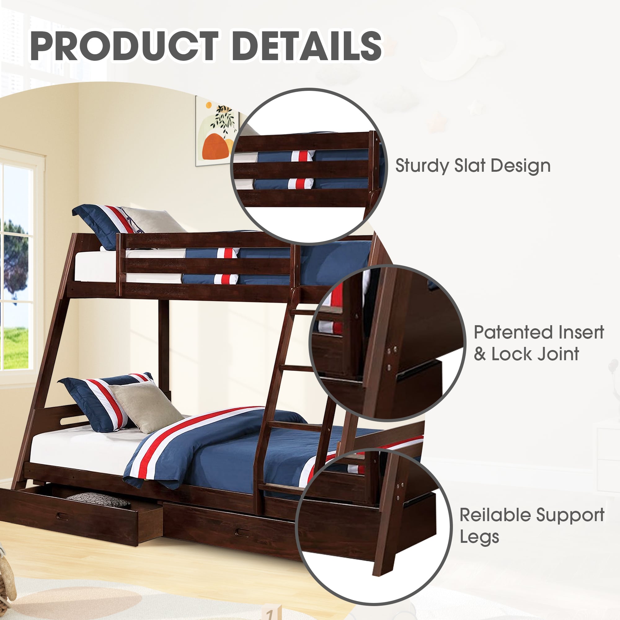 IHOMEadore MDFM-BK003ES Bunk-Beds - View #3