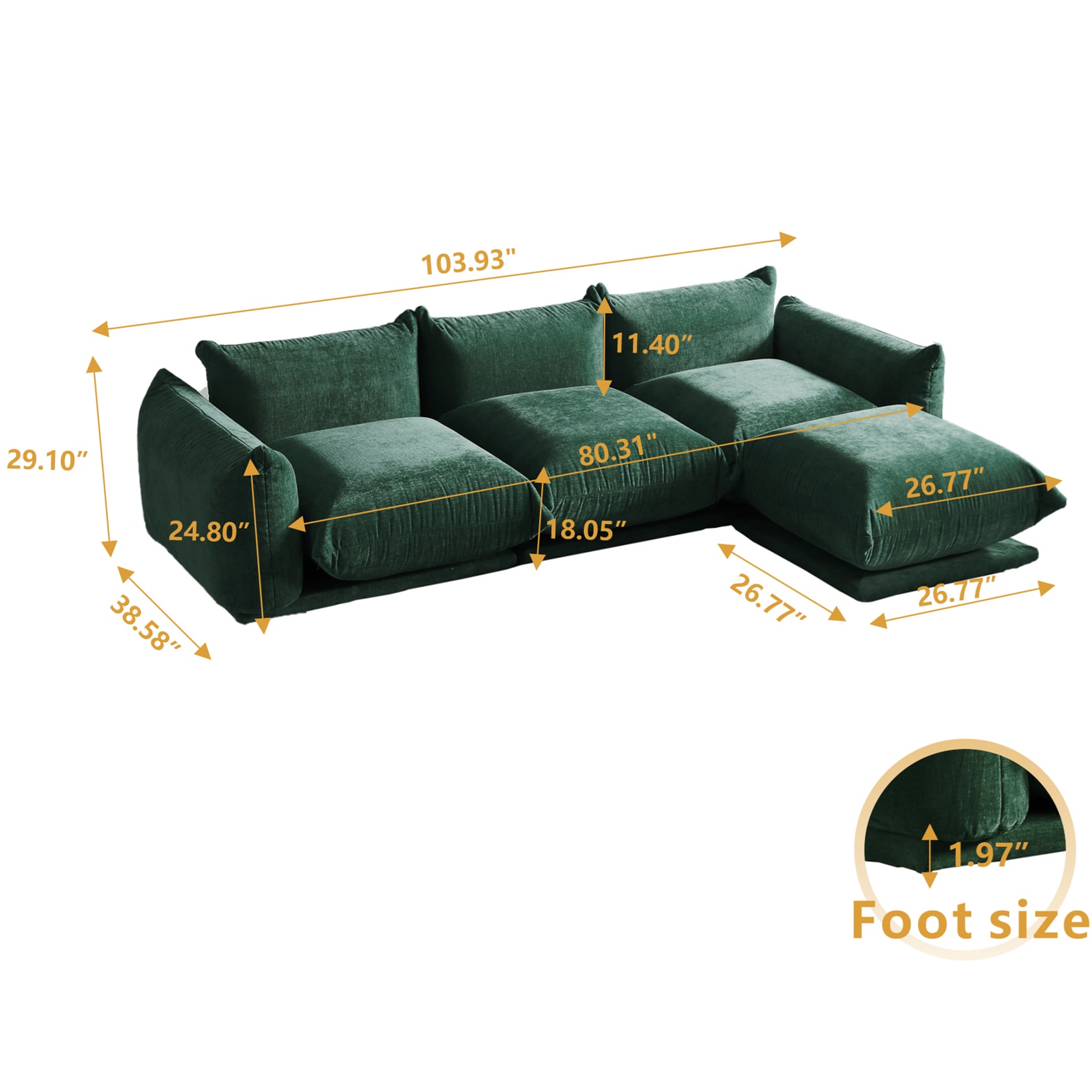 BuotiqHom DH-A-119GN-S3+1 Sofas-Loveseats - View #3