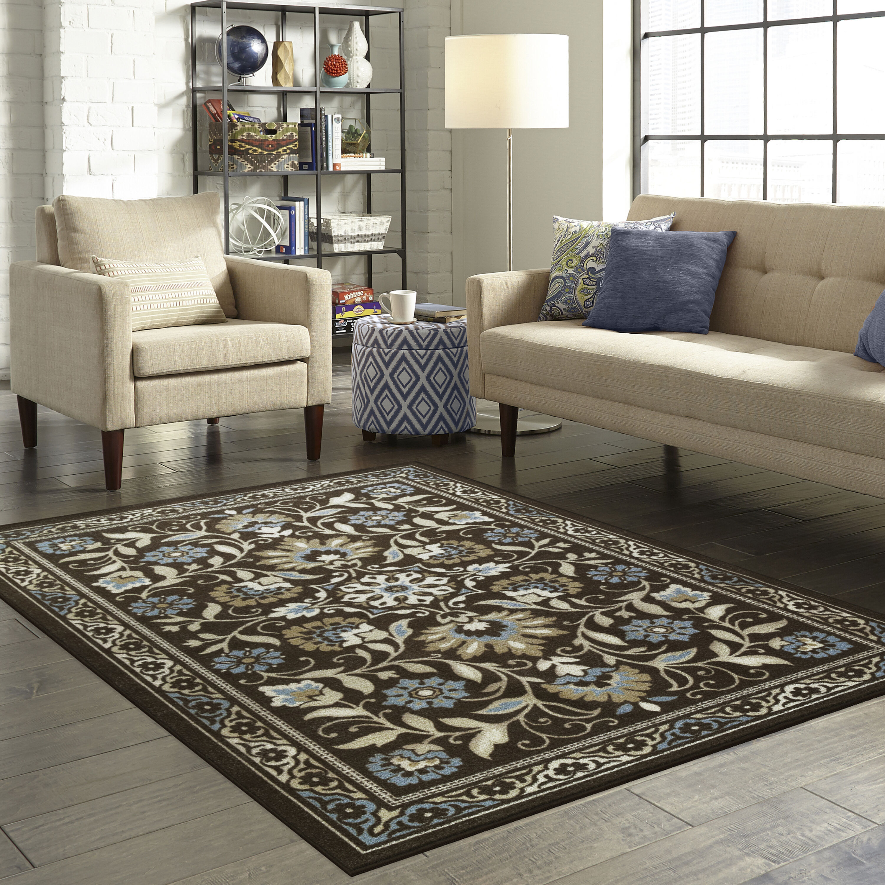 Maples Rugs B4572704 5 x 7 (ft) Tufted Polyester Coffee Brown Rectangular Indoor Border Area rug